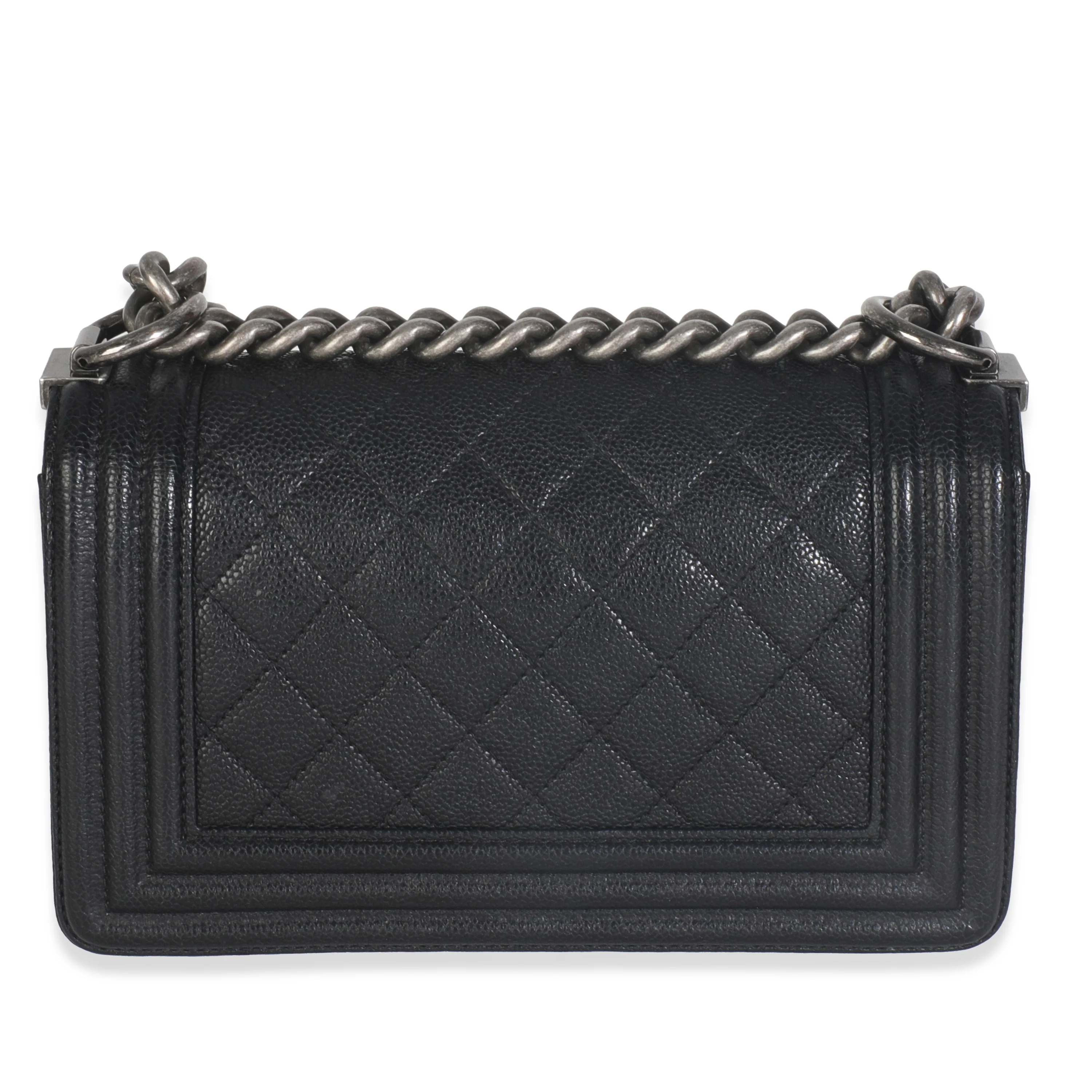 Black Quilted Caviar Small Boy Bag - Image 4