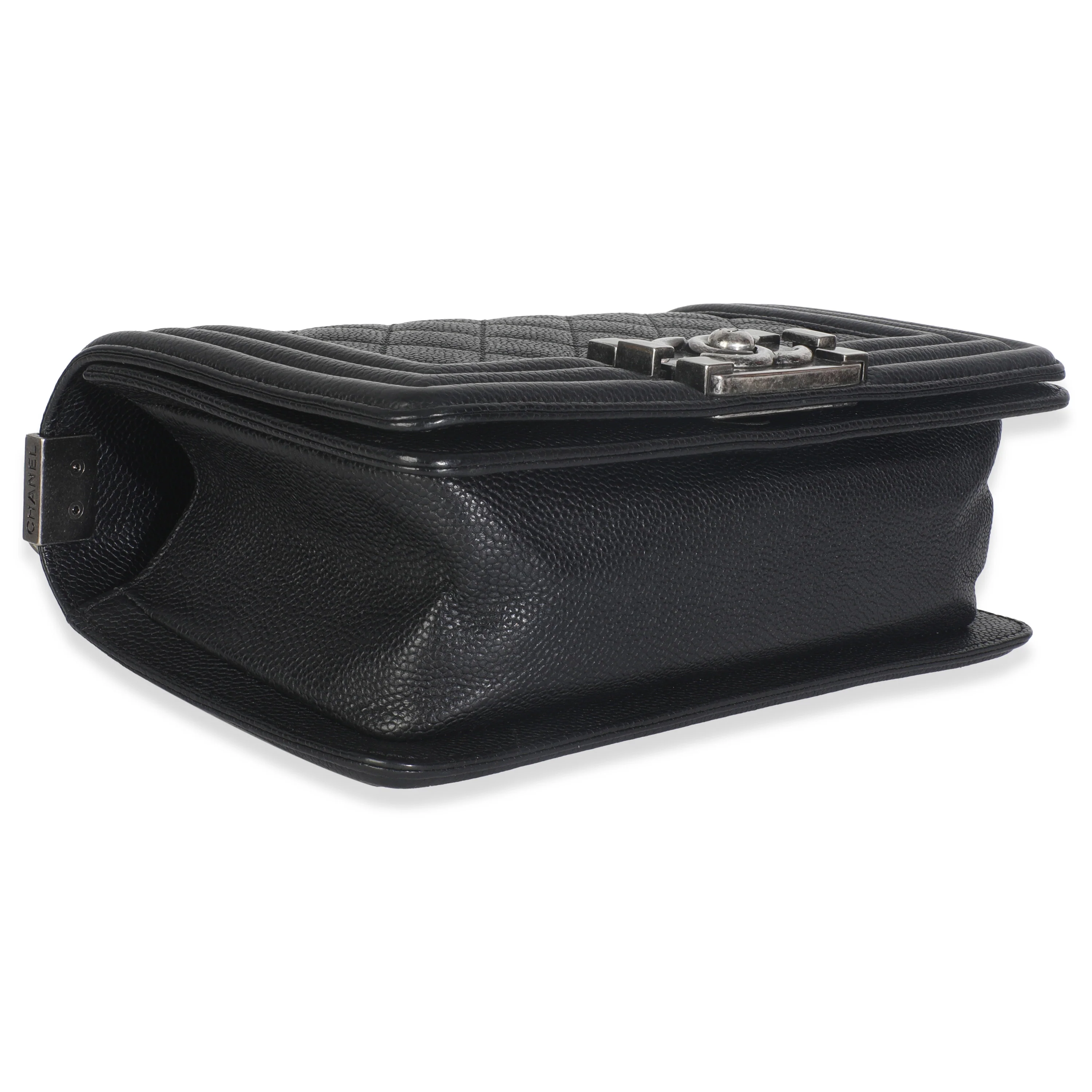 Black Quilted Caviar Small Boy Bag - Image 6