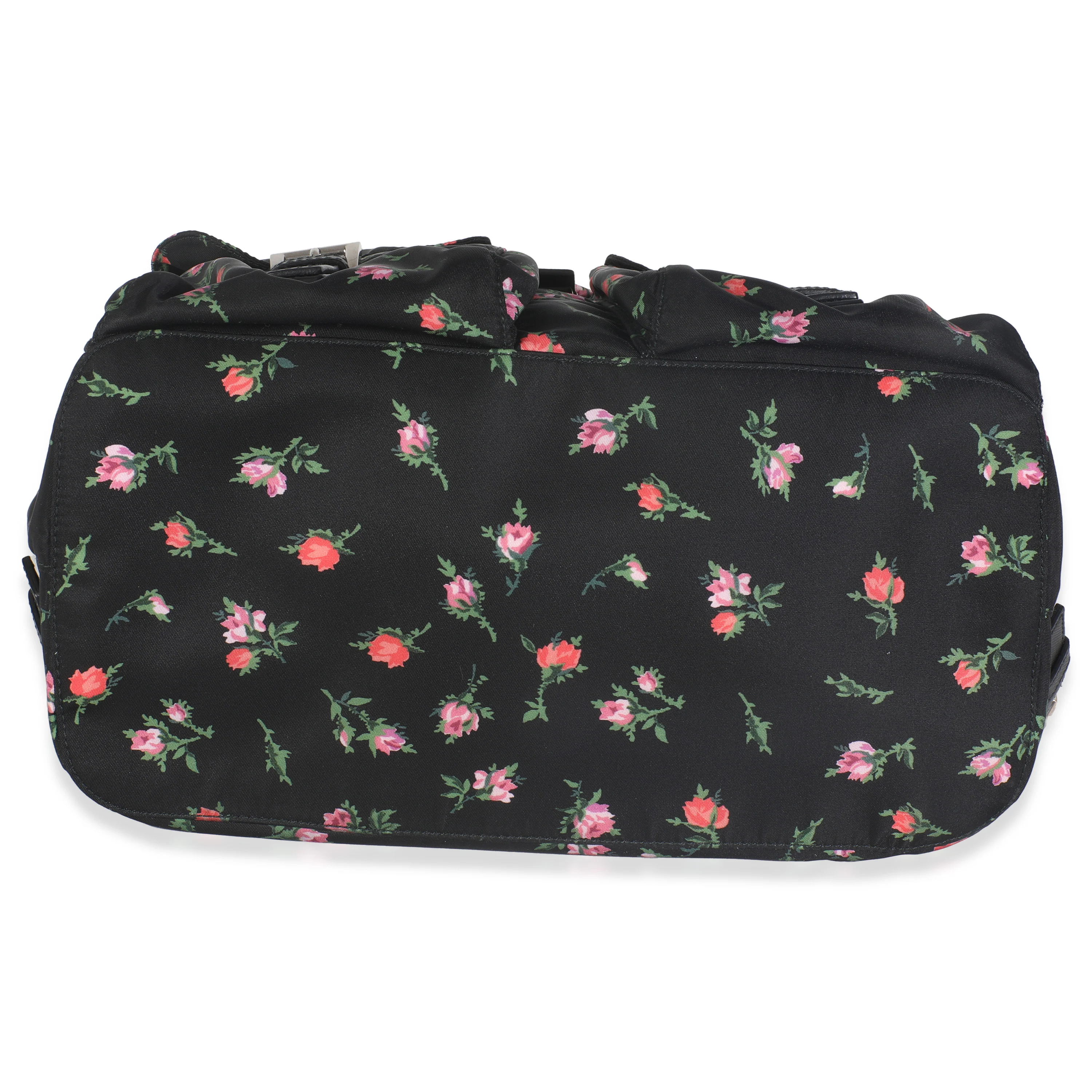 Black Dis Rose Tessuto Nylon Saffiano Stampata Drawstring Backpack - Image 5