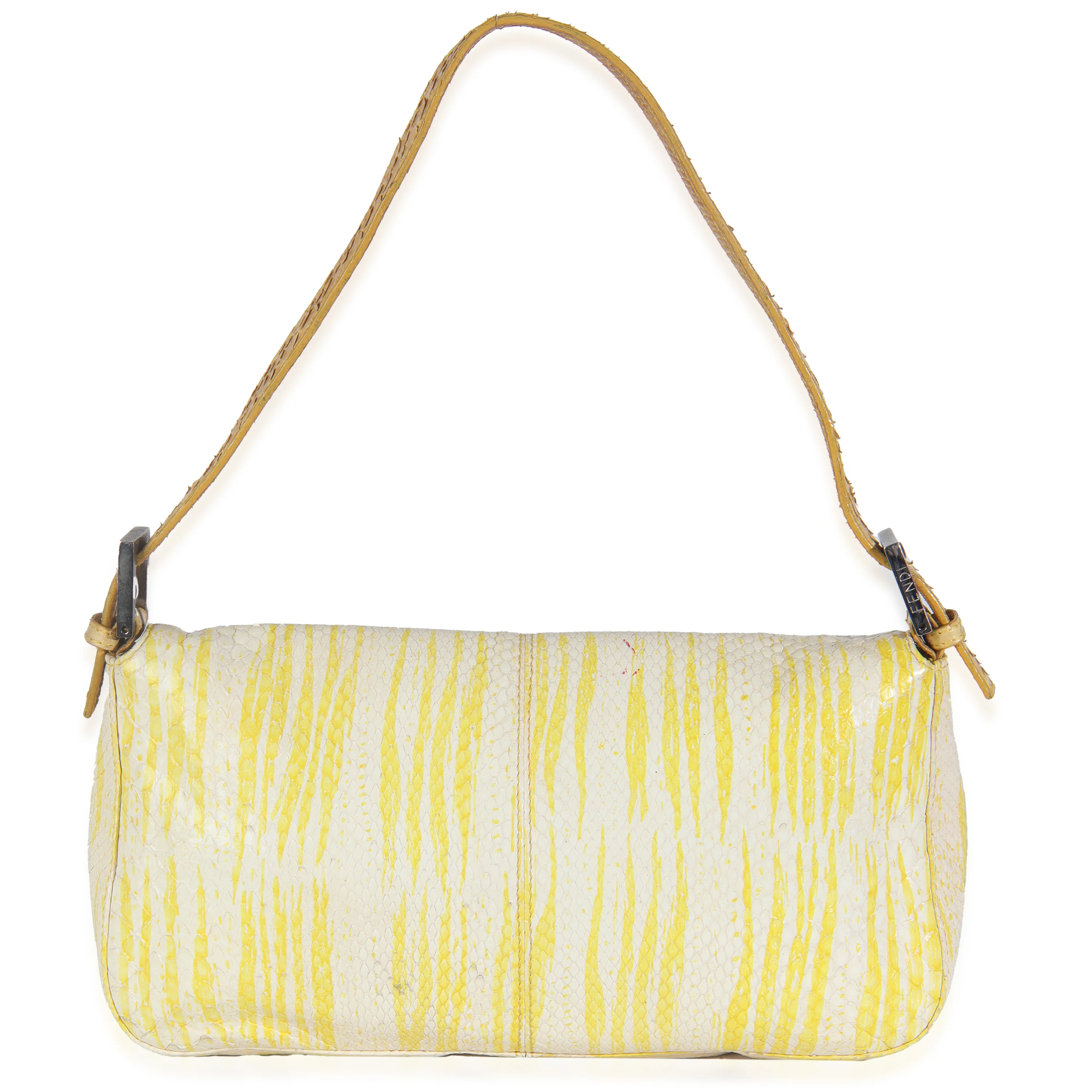 Vintage White Yellow Python Baguette Bag - Image 4