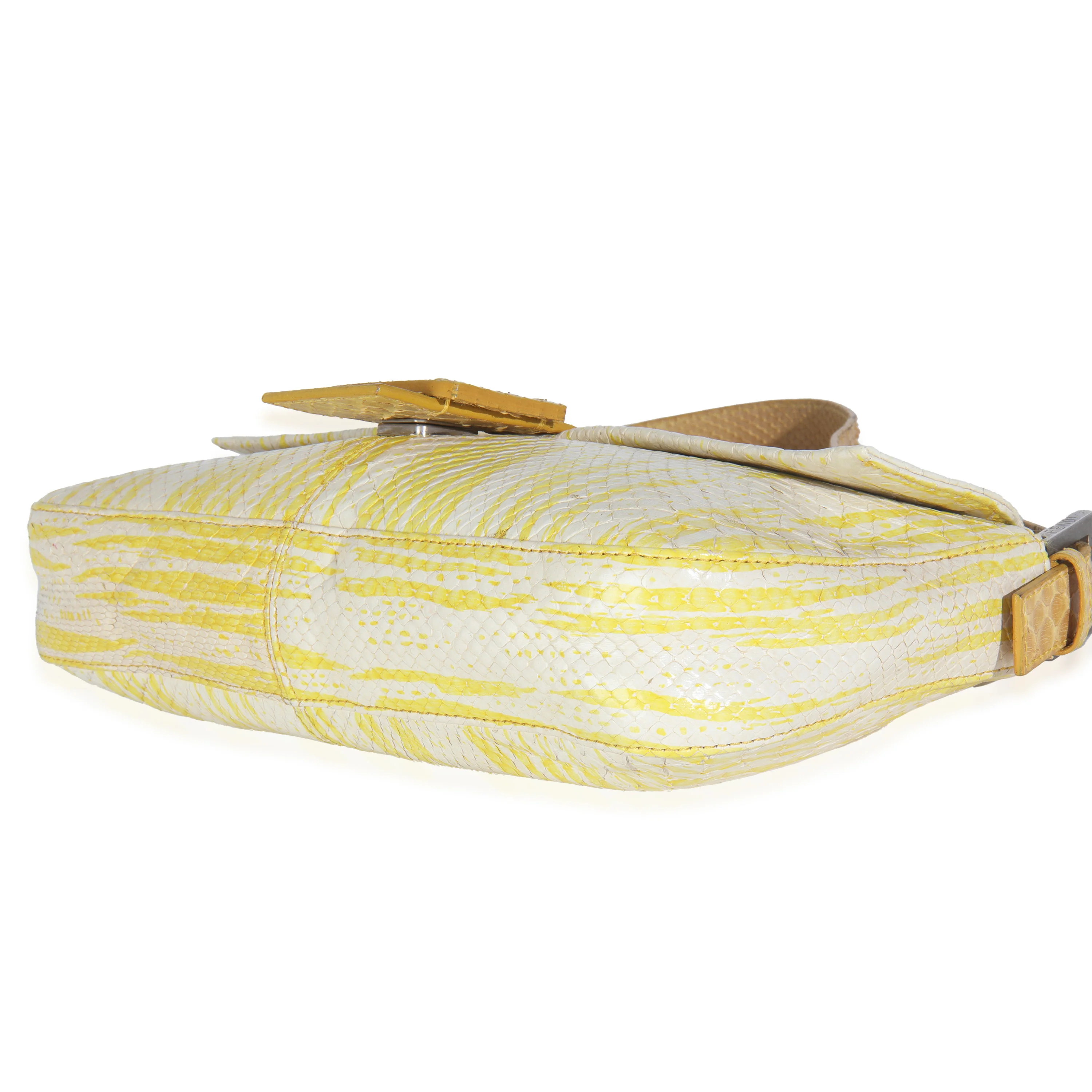 Vintage White Yellow Python Baguette Bag - Image 7