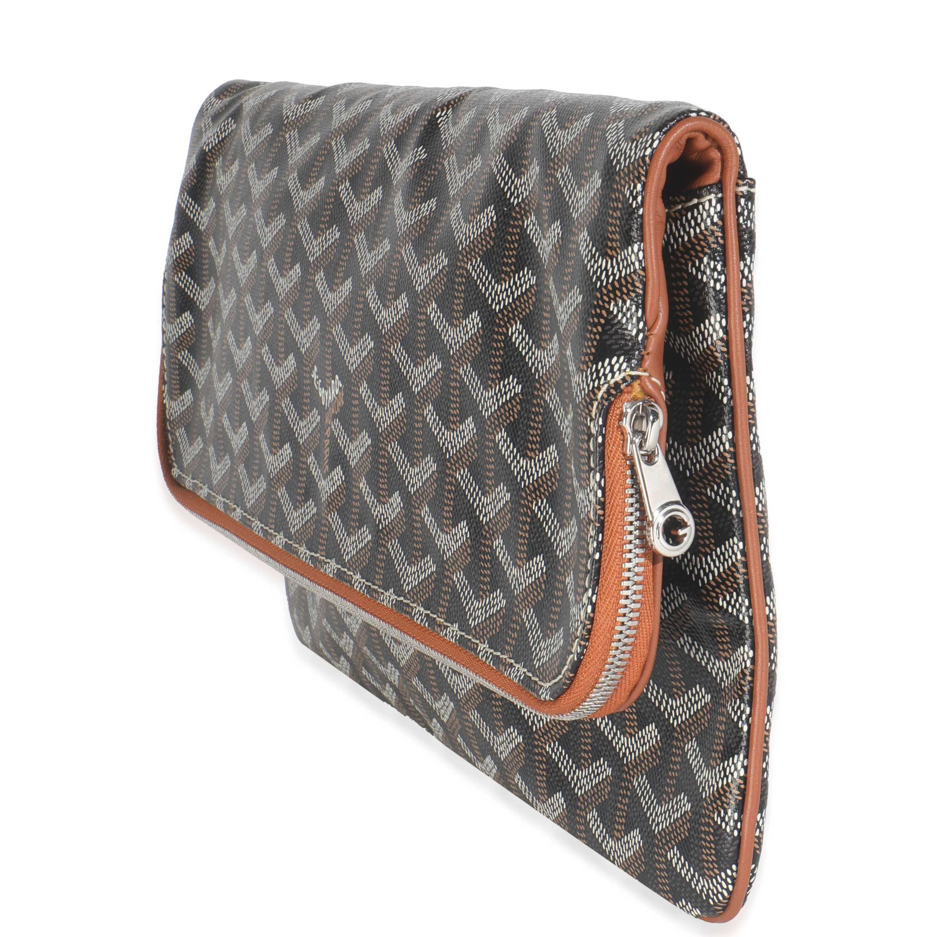 Gold Black Goyardine Canvas Saint Marie Soft Clutch - Image 2