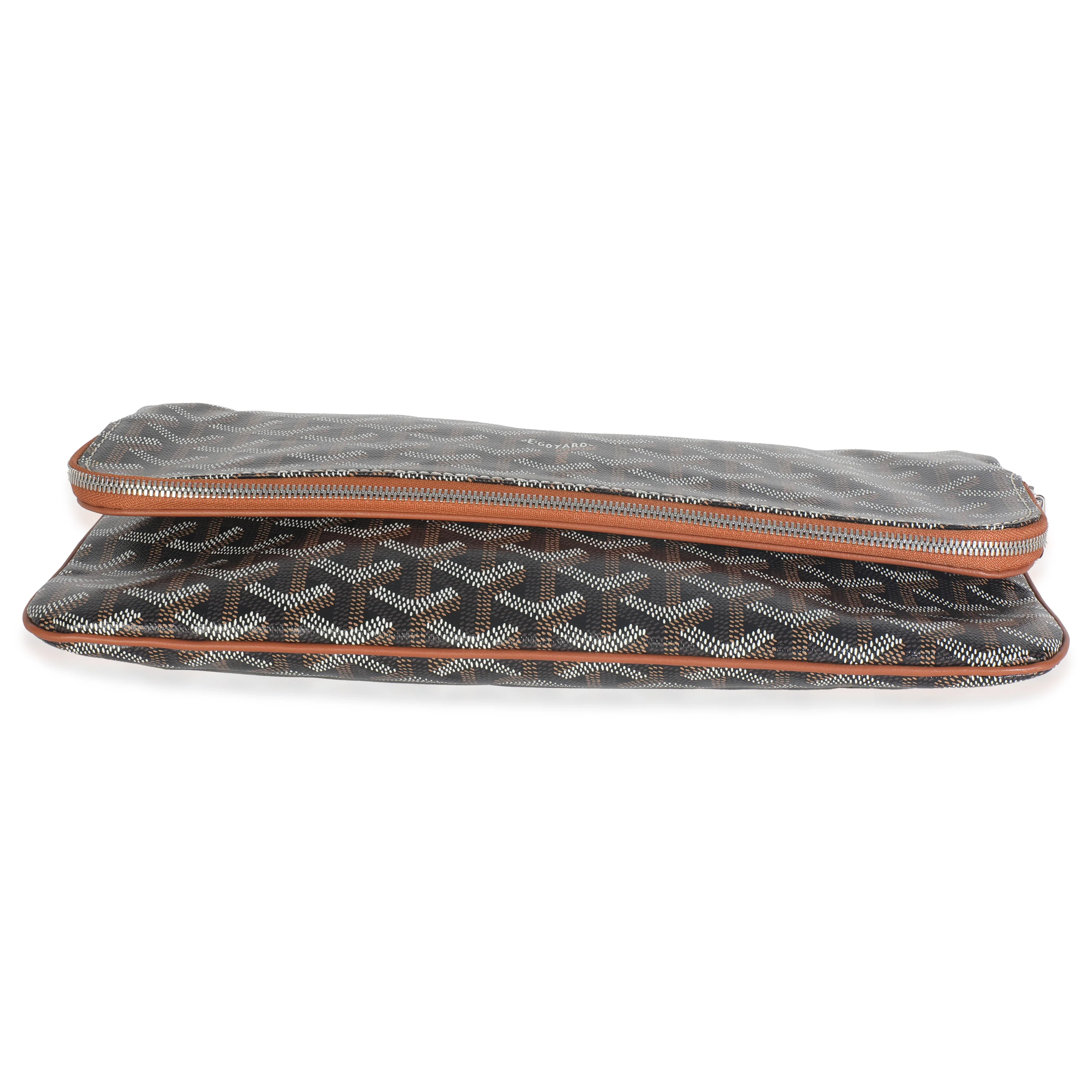 Gold Black Goyardine Canvas Saint Marie Soft Clutch - Image 5