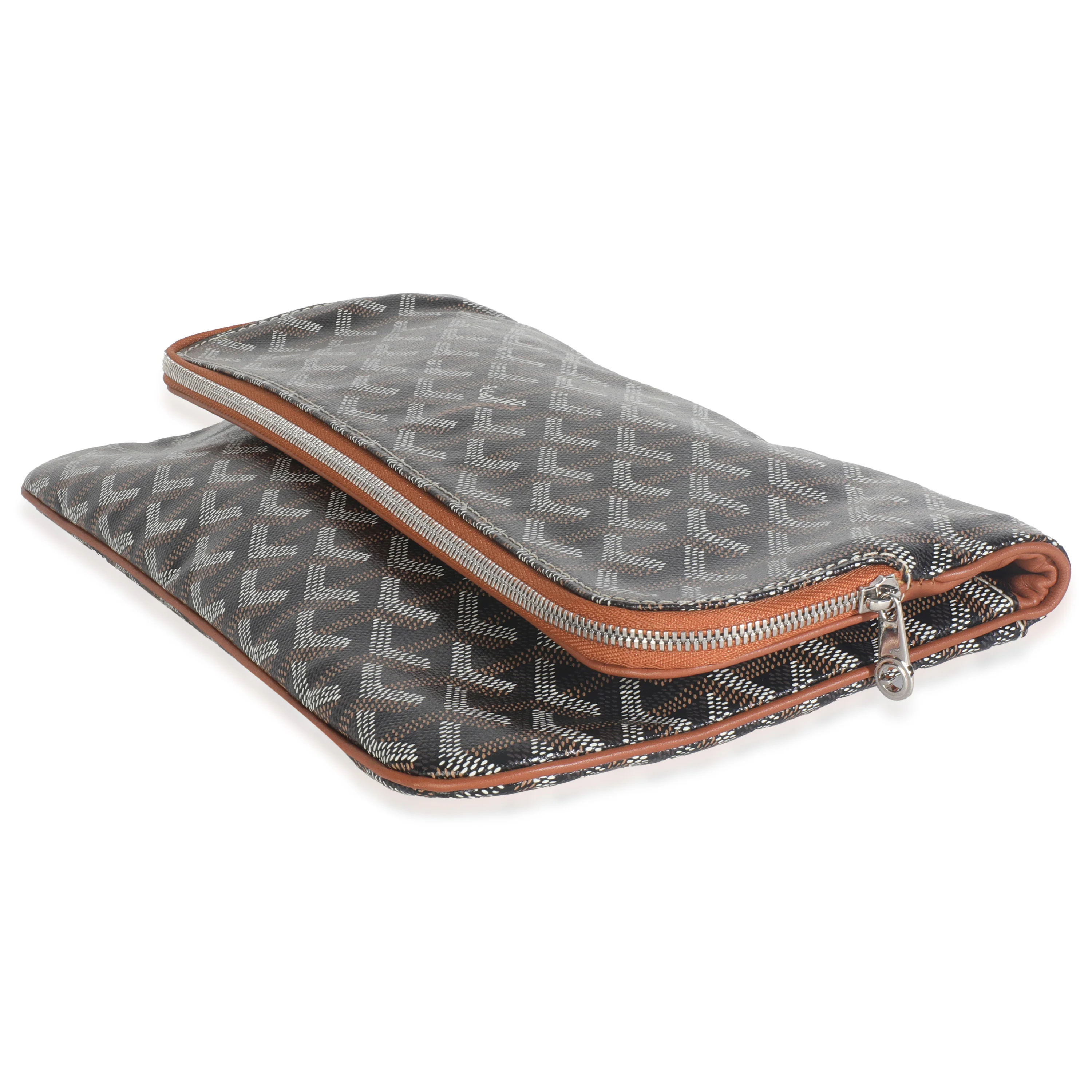 Gold Black Goyardine Canvas Saint Marie Soft Clutch - Image 6