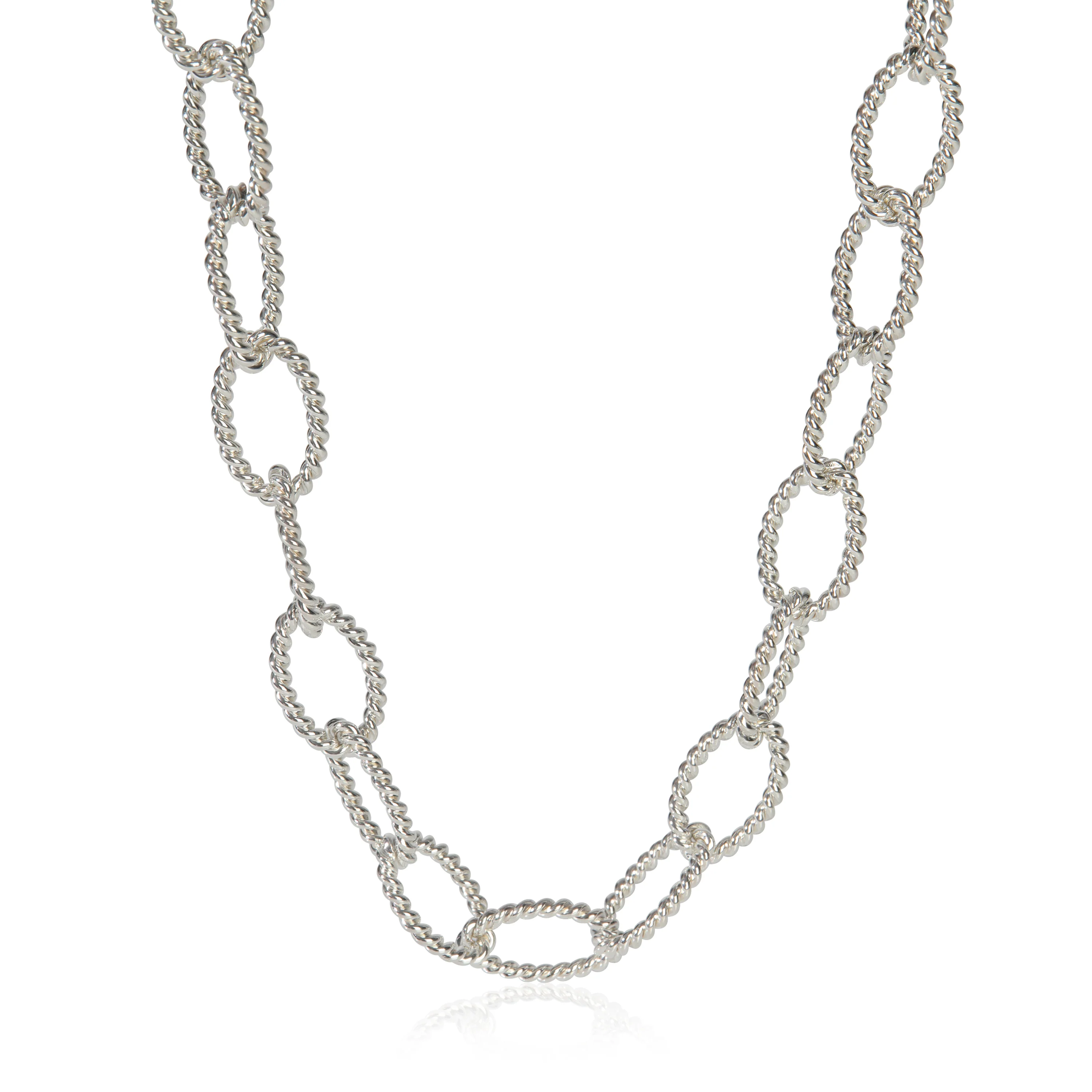 Sterling Silver Twist Oval Link Necklace