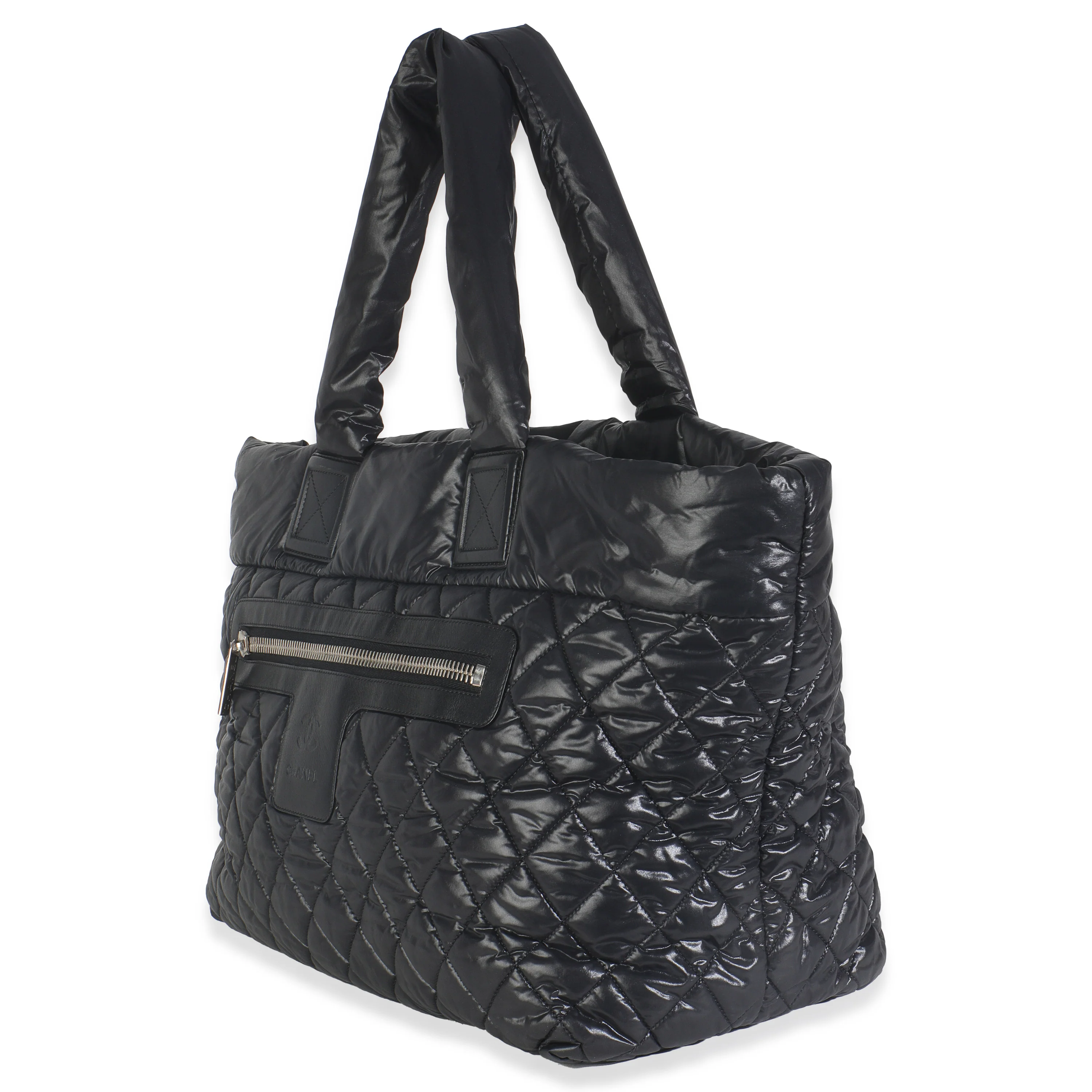 Black Quilted Nylon Large Coco Cocoon Tote - Image 2