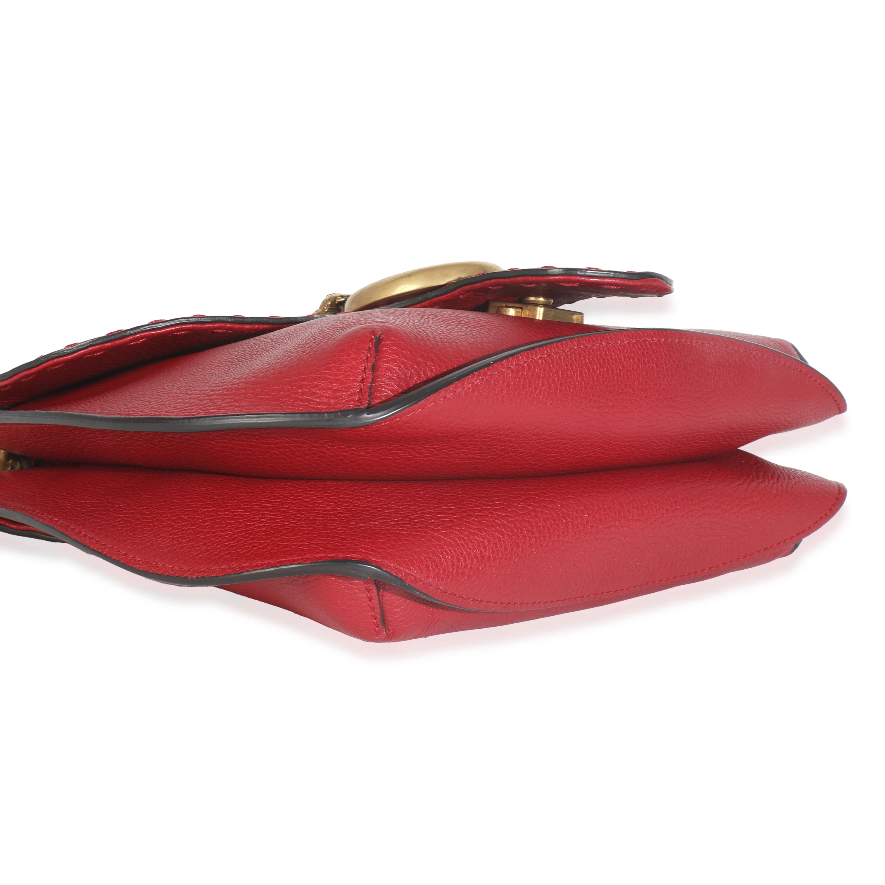 Red Pebbled Calfskin Marmont Animalier Shoulder Bag - Image 6