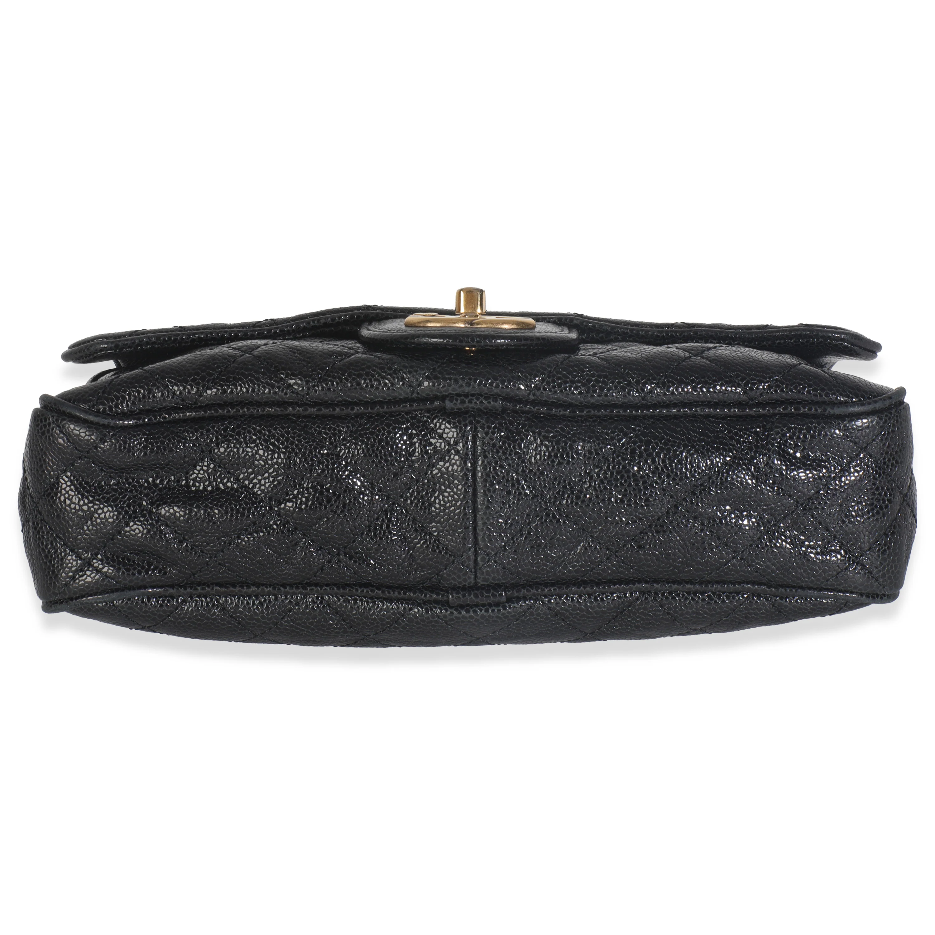 Black Crumpled Grained Calfskin Quilted Medium Shiva Flap Bag - Image 6