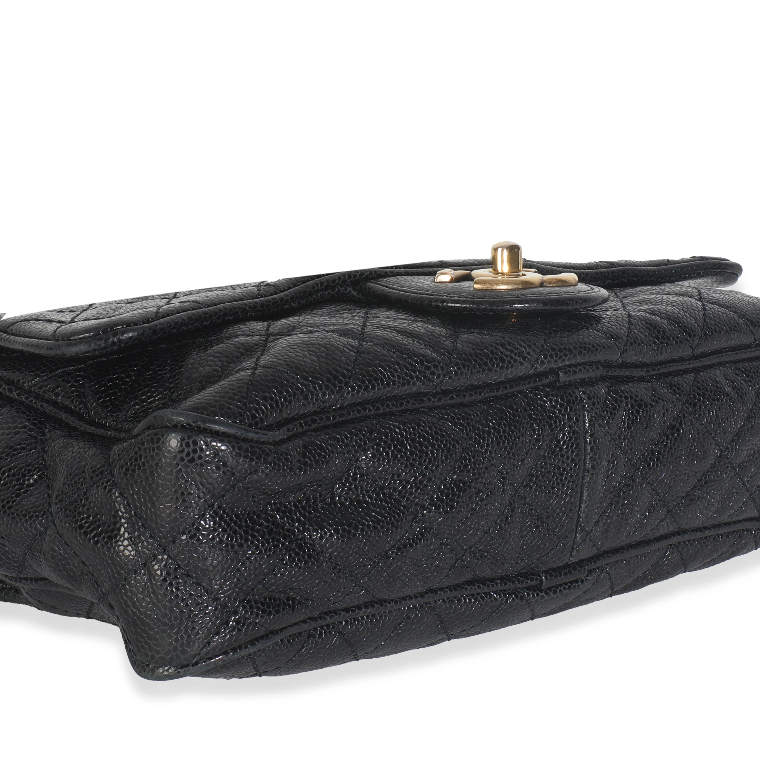 Black Crumpled Grained Calfskin Quilted Medium Shiva Flap Bag - Image 7
