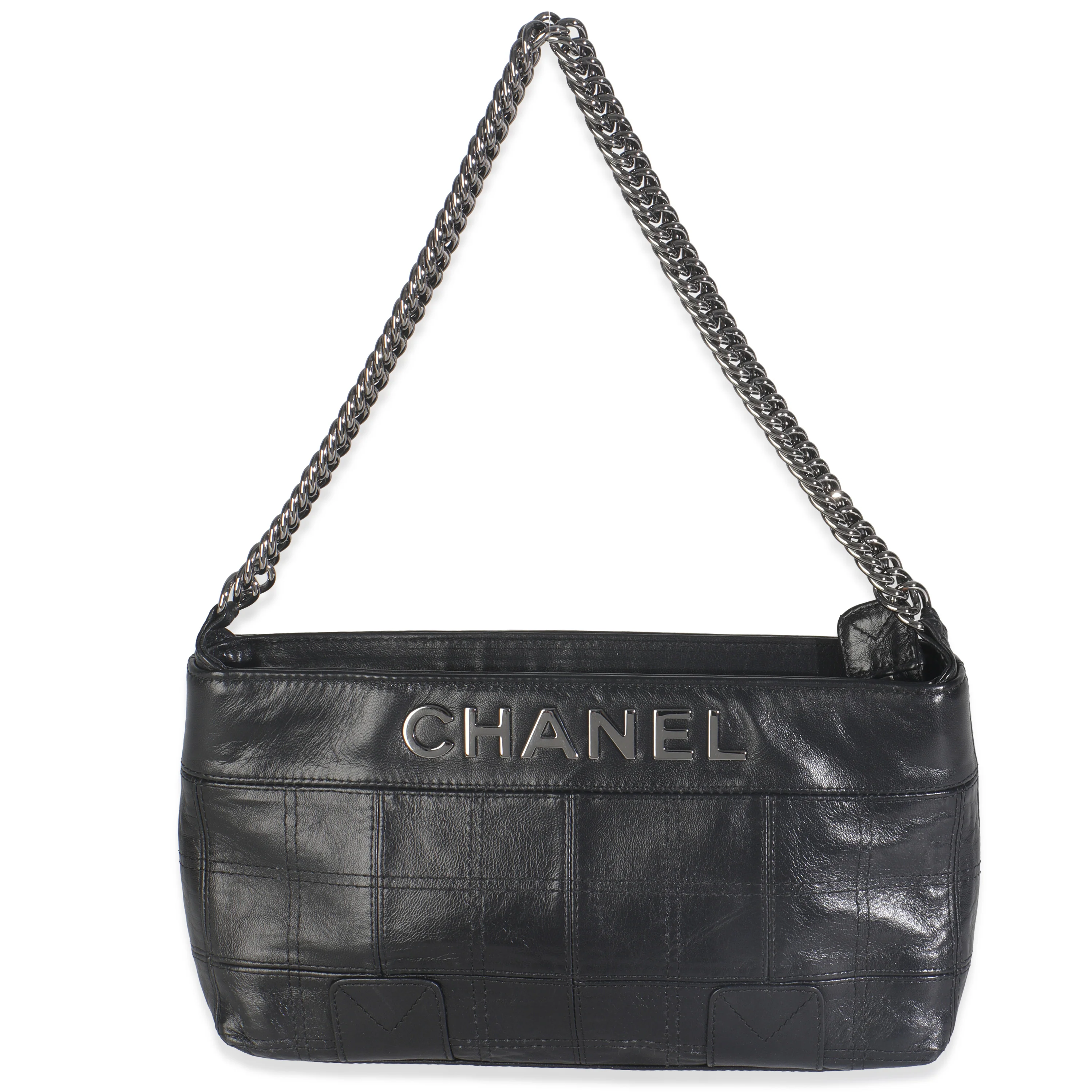 Vintage Black Square Quilted Calfskin LAX Pochette
