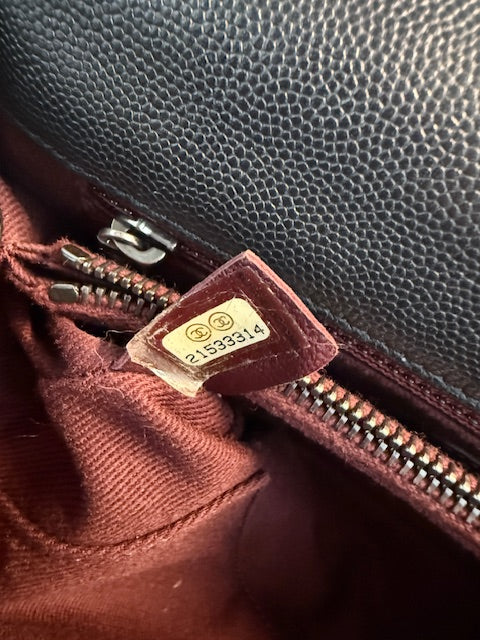 Black Quilted Caviar Medium Coco Top Handle Handbag - Image 10