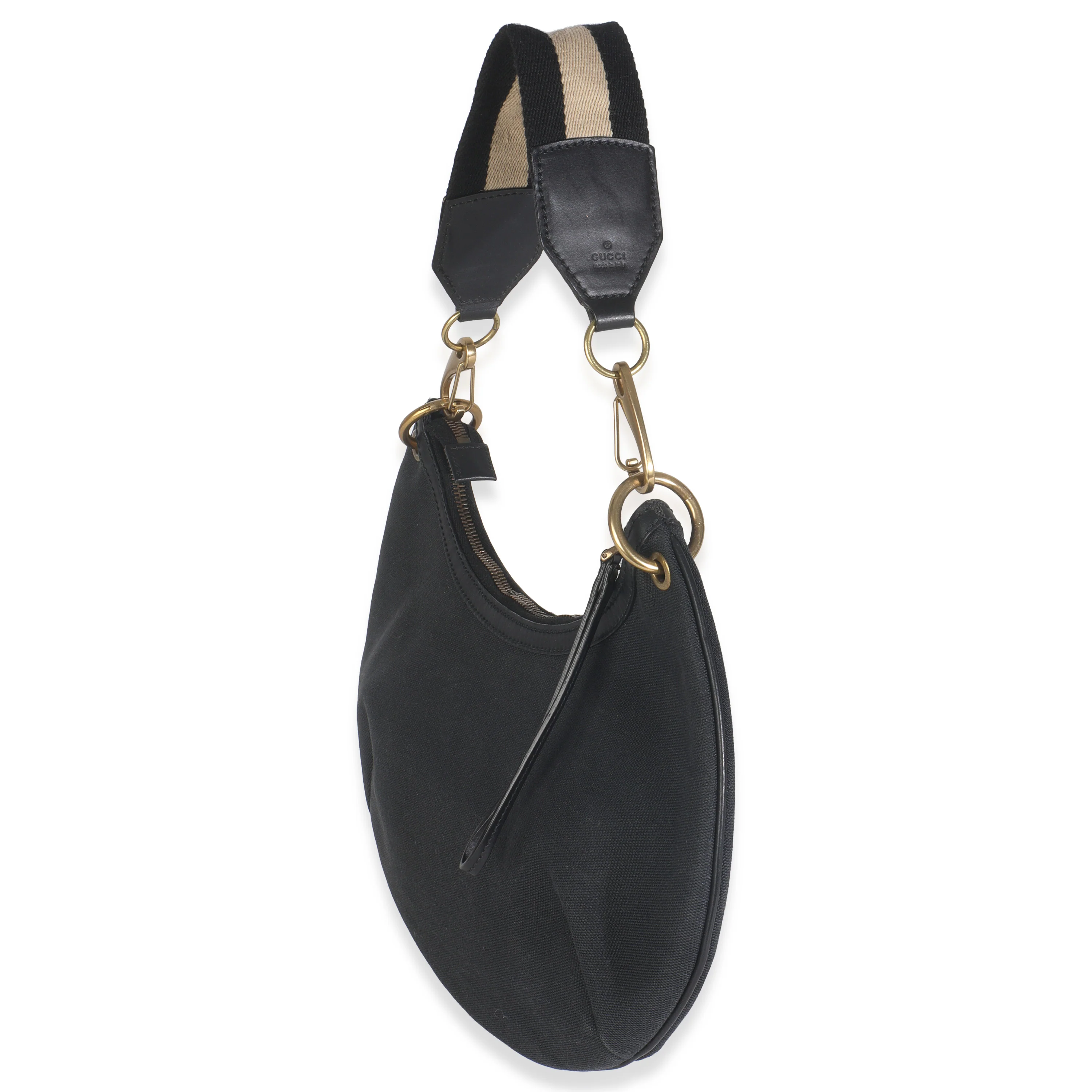 Vintage Black Canvas Half Moon Hobo - Image 2