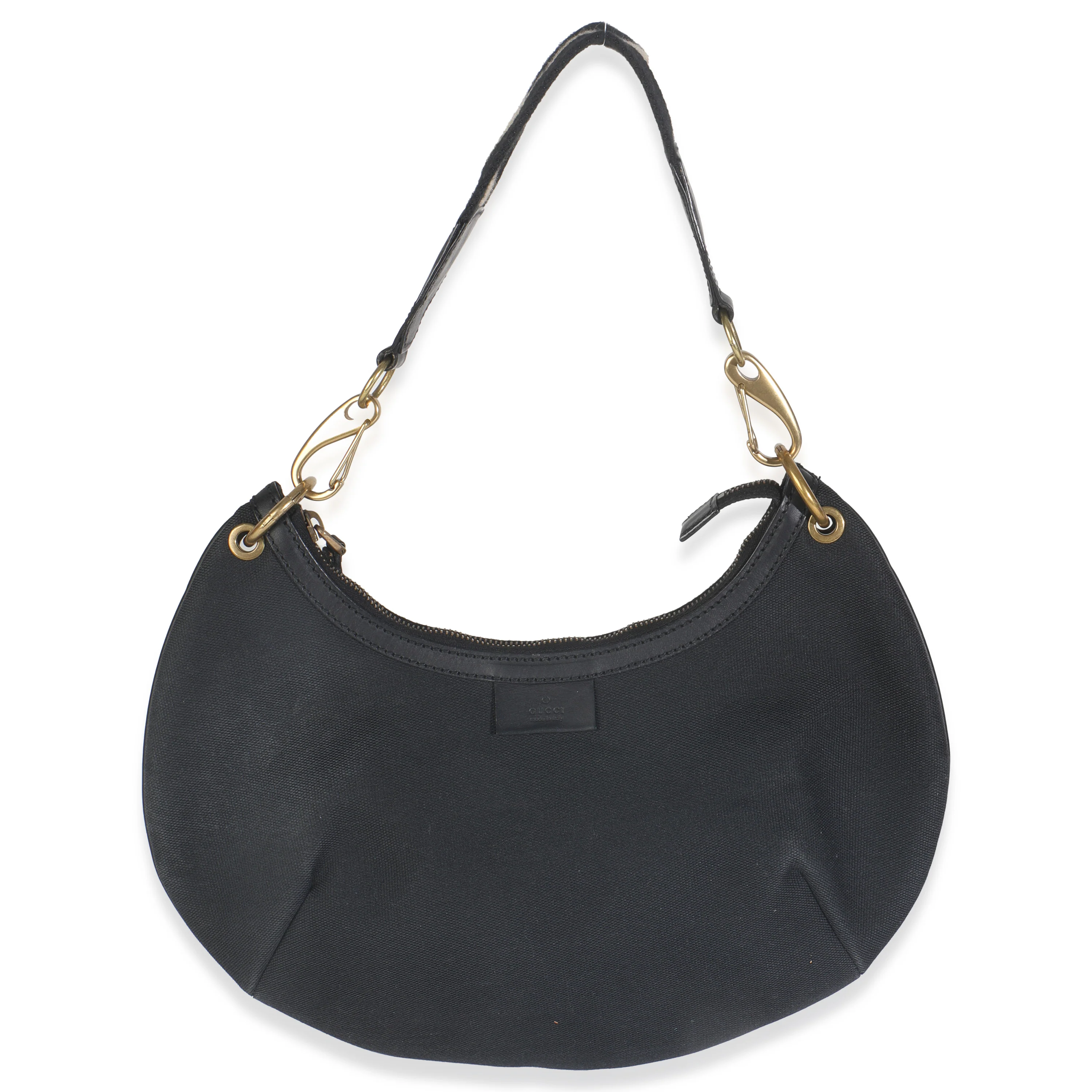 Vintage Black Canvas Half Moon Hobo - Image 4