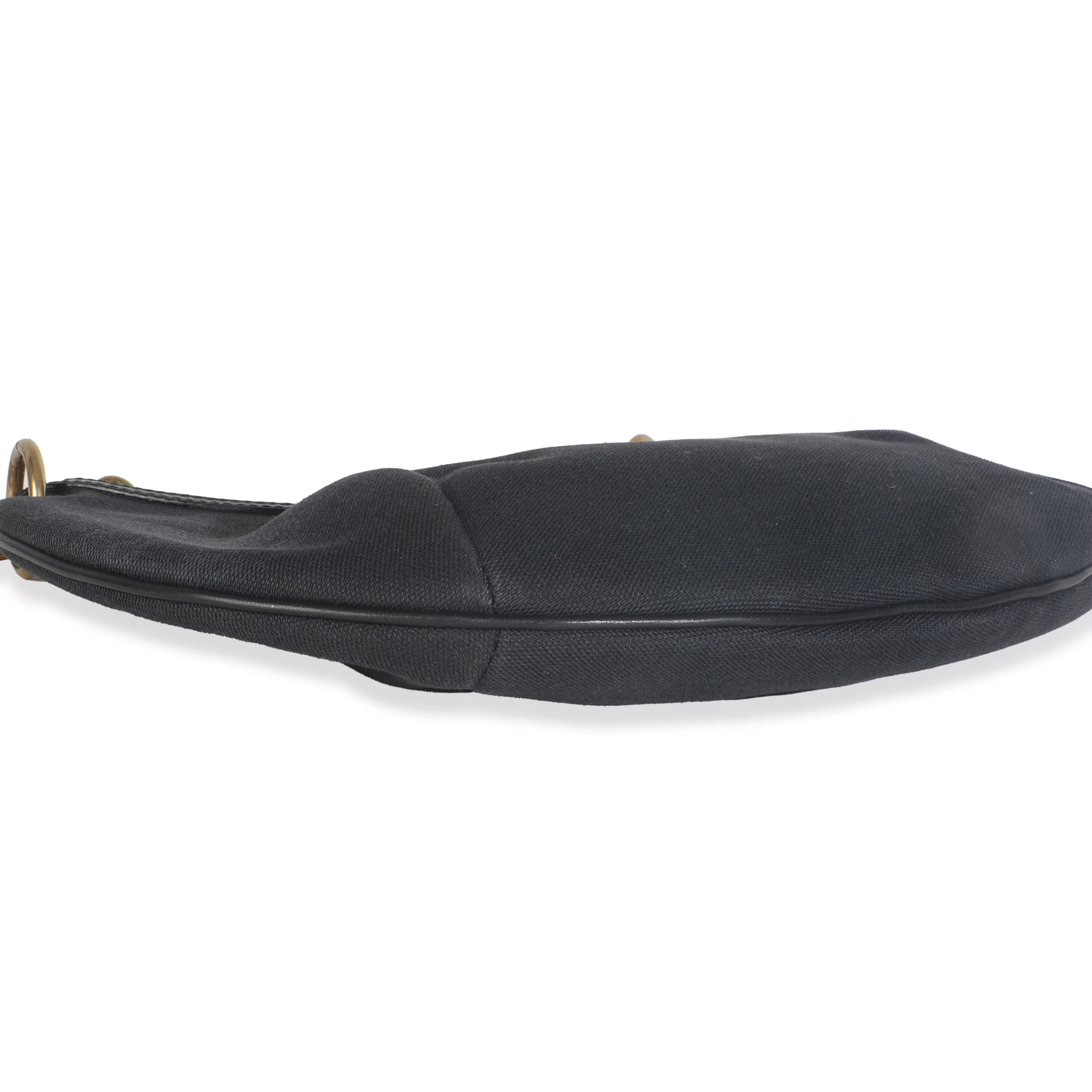 Vintage Black Canvas Half Moon Hobo - Image 6