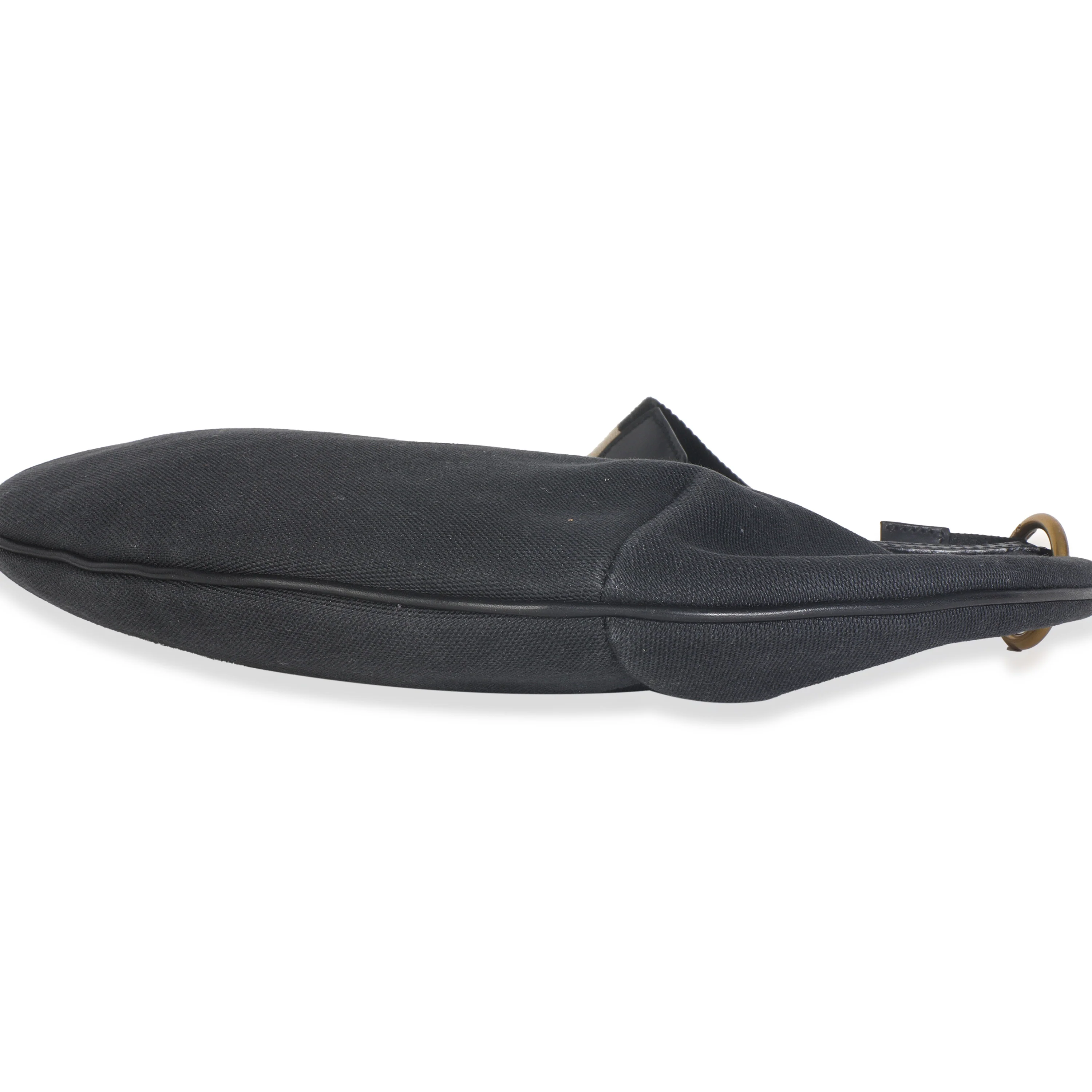 Vintage Black Canvas Half Moon Hobo - Image 7