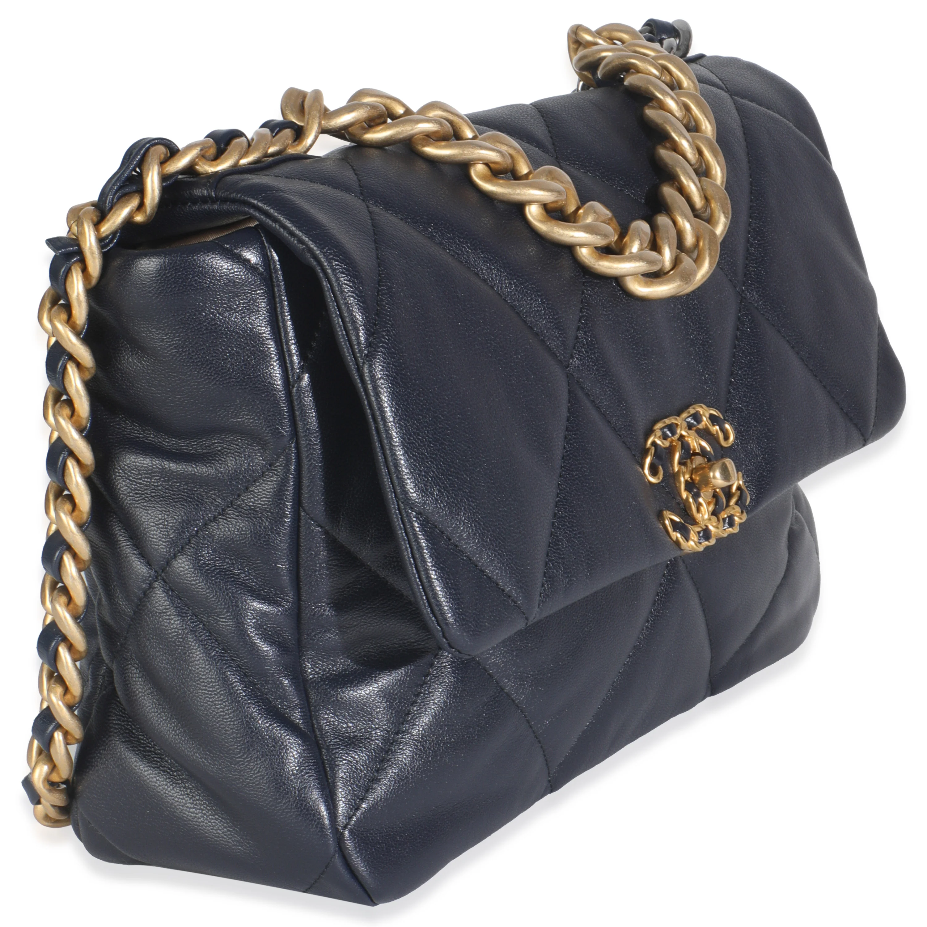 Navy Quilted Lambskin Medium Chanel 19 Flap Bag - Image 4
