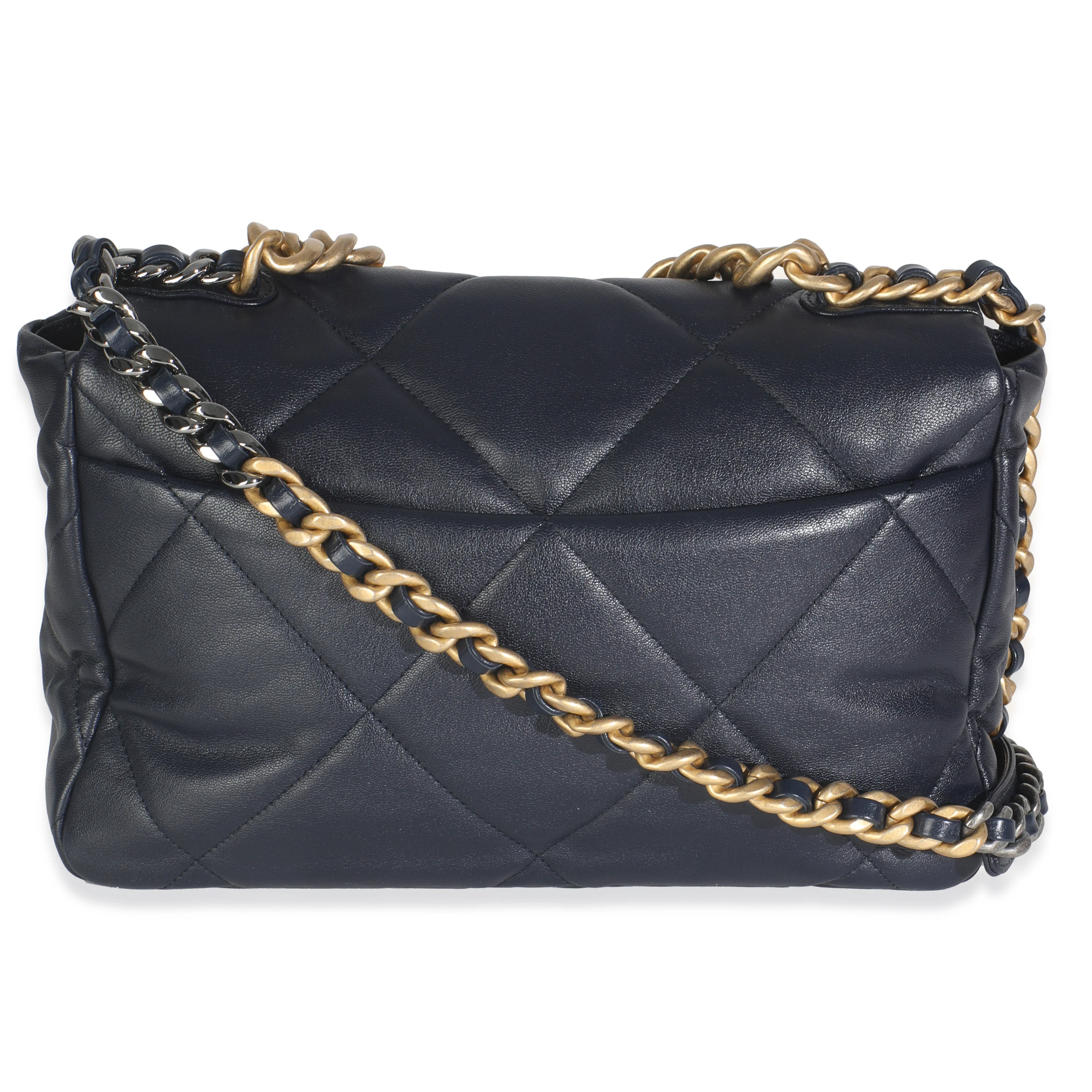 Navy Quilted Lambskin Medium Chanel 19 Flap Bag - Image 6