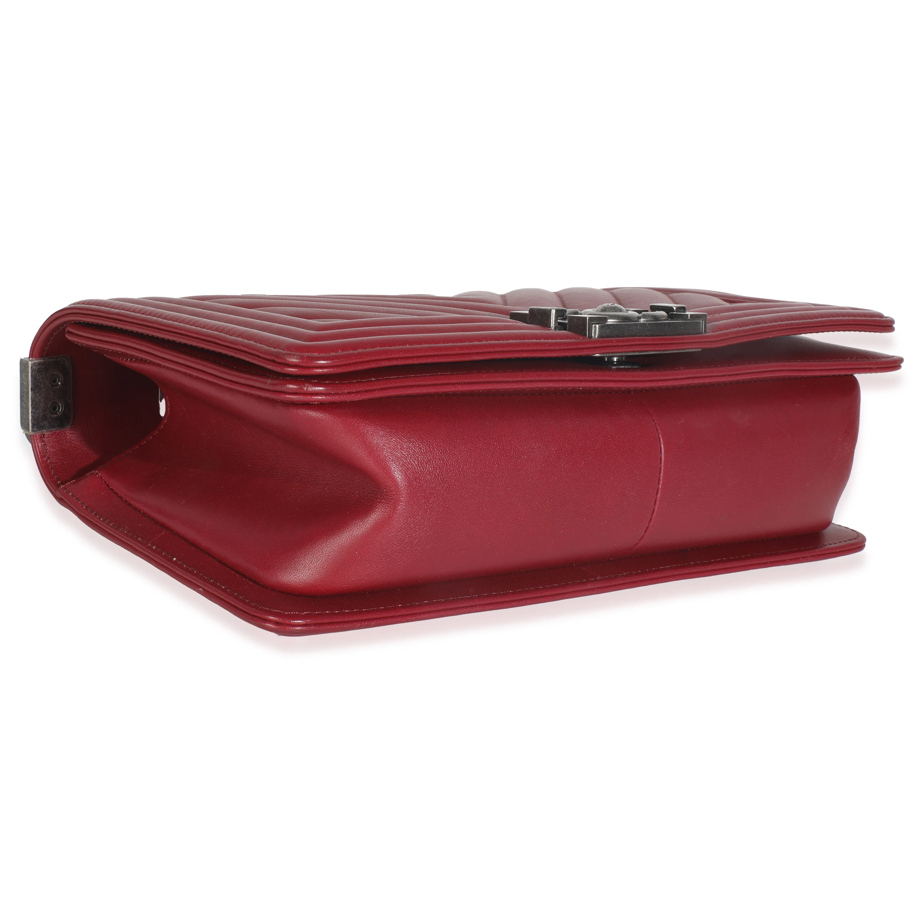 Burgundy Chevron Lambskin Medium Boy Bag - Image 6