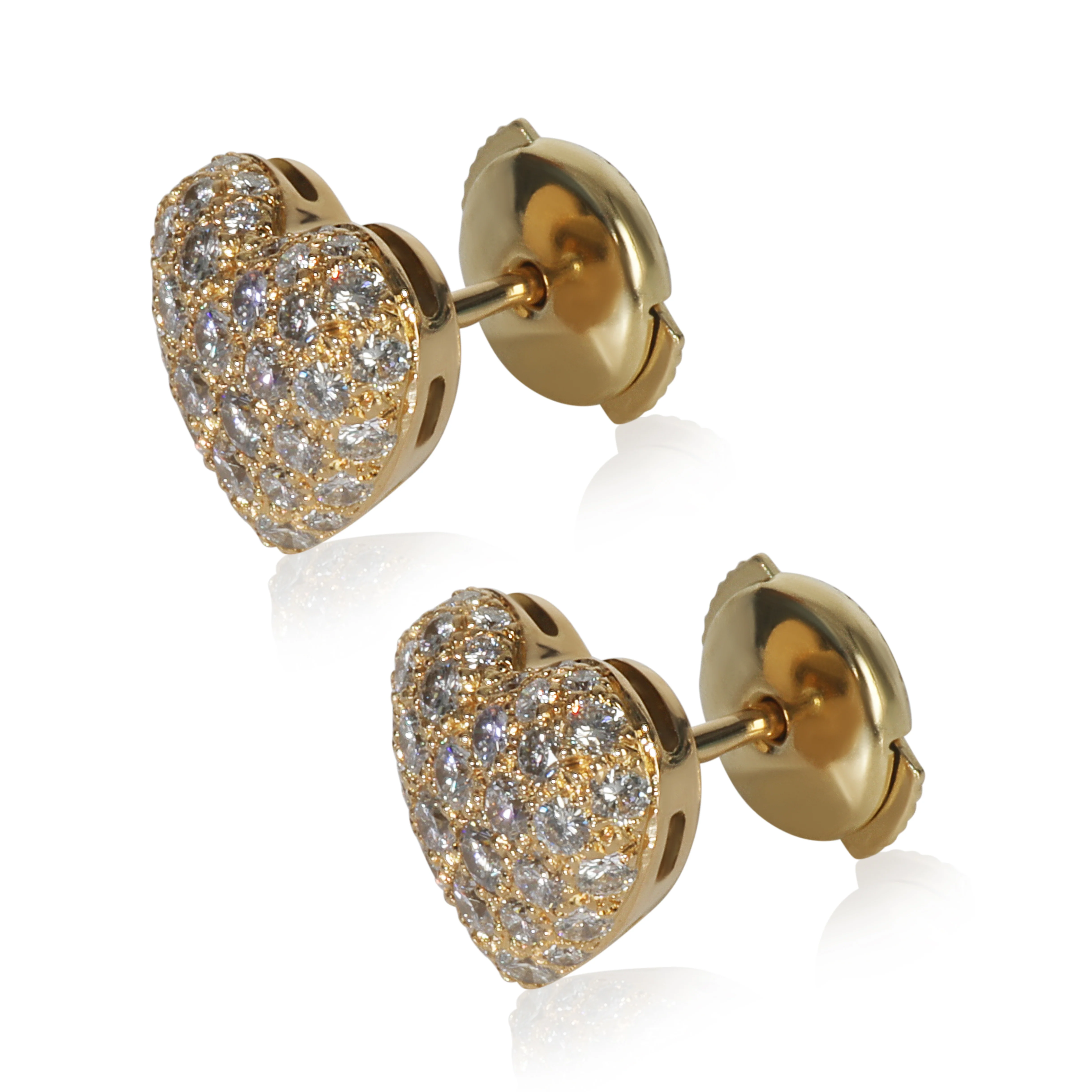 Yellow Gold Diamond Vintage Heart Earrings - Image 2