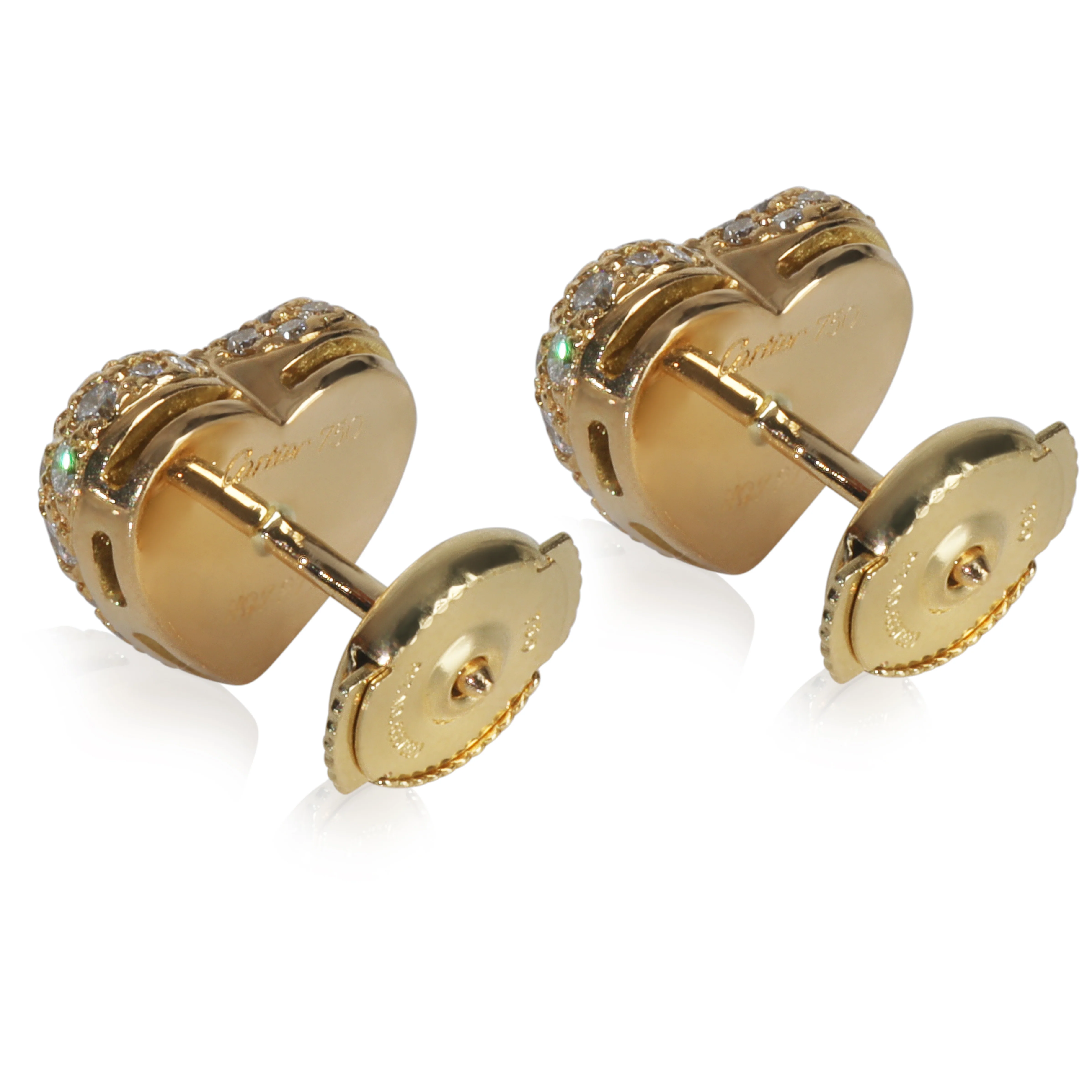 Yellow Gold Diamond Vintage Heart Earrings - Image 3