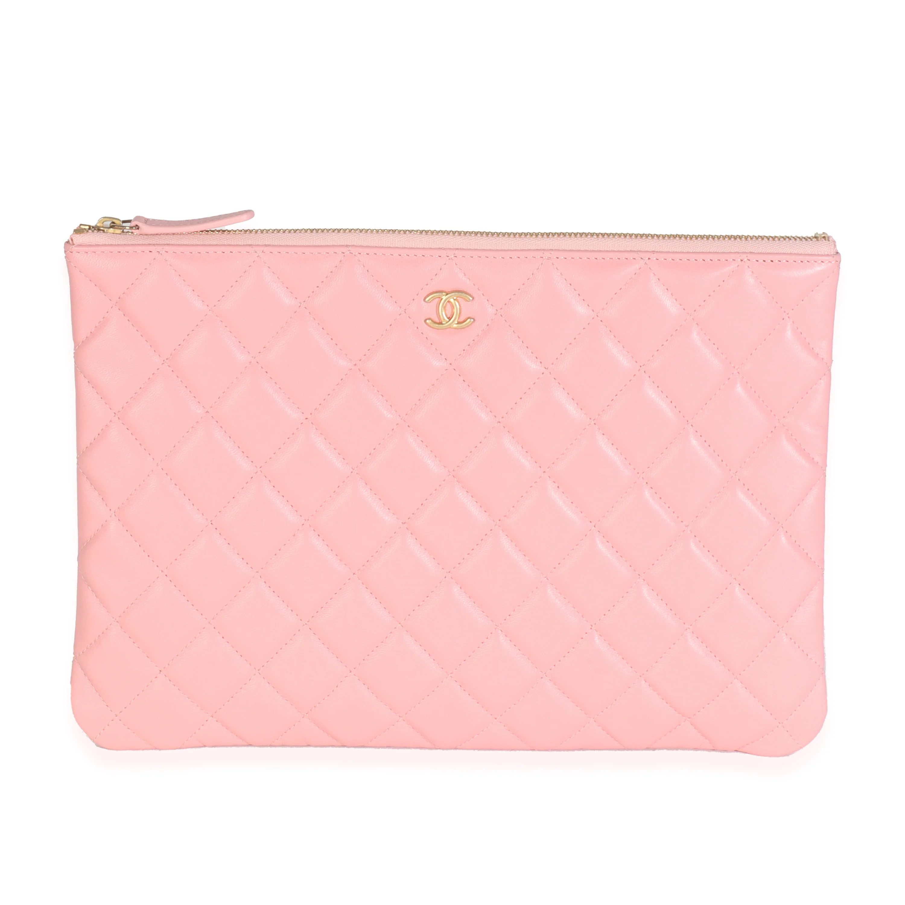 Pink Quilted Lambskin Large O-Case