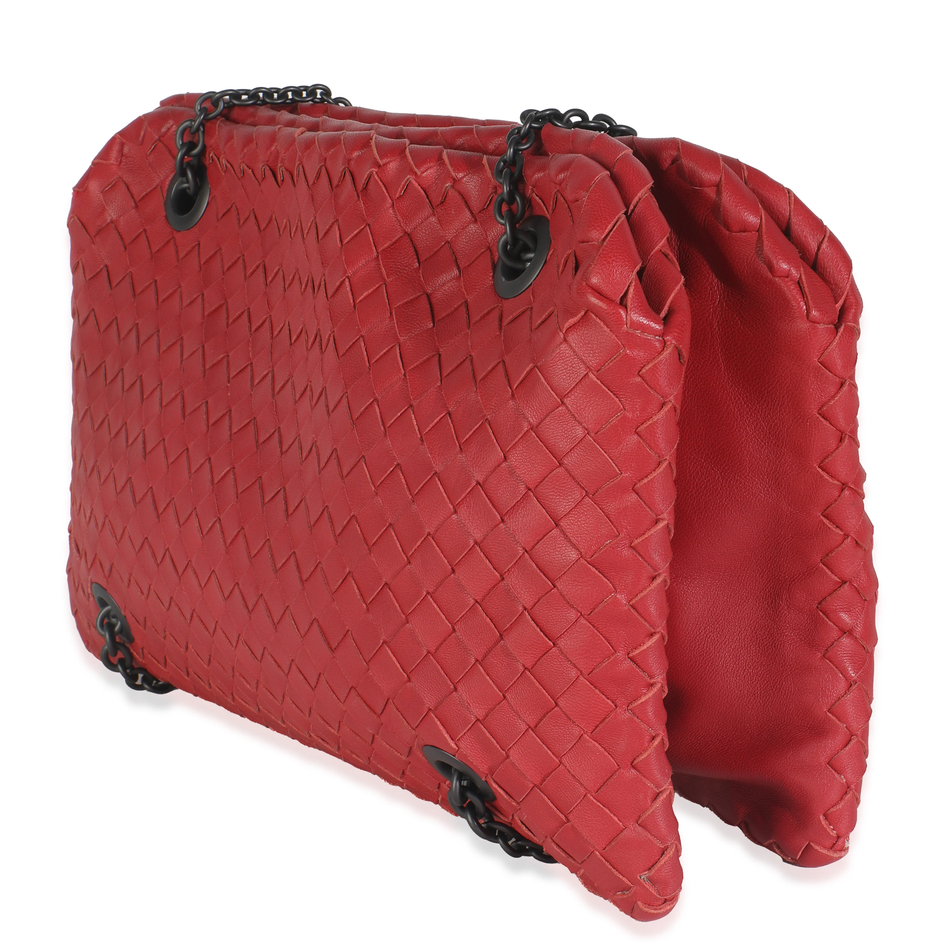Burgundy Nappa Intrecciato Duo Shoulder Bag - Image 2