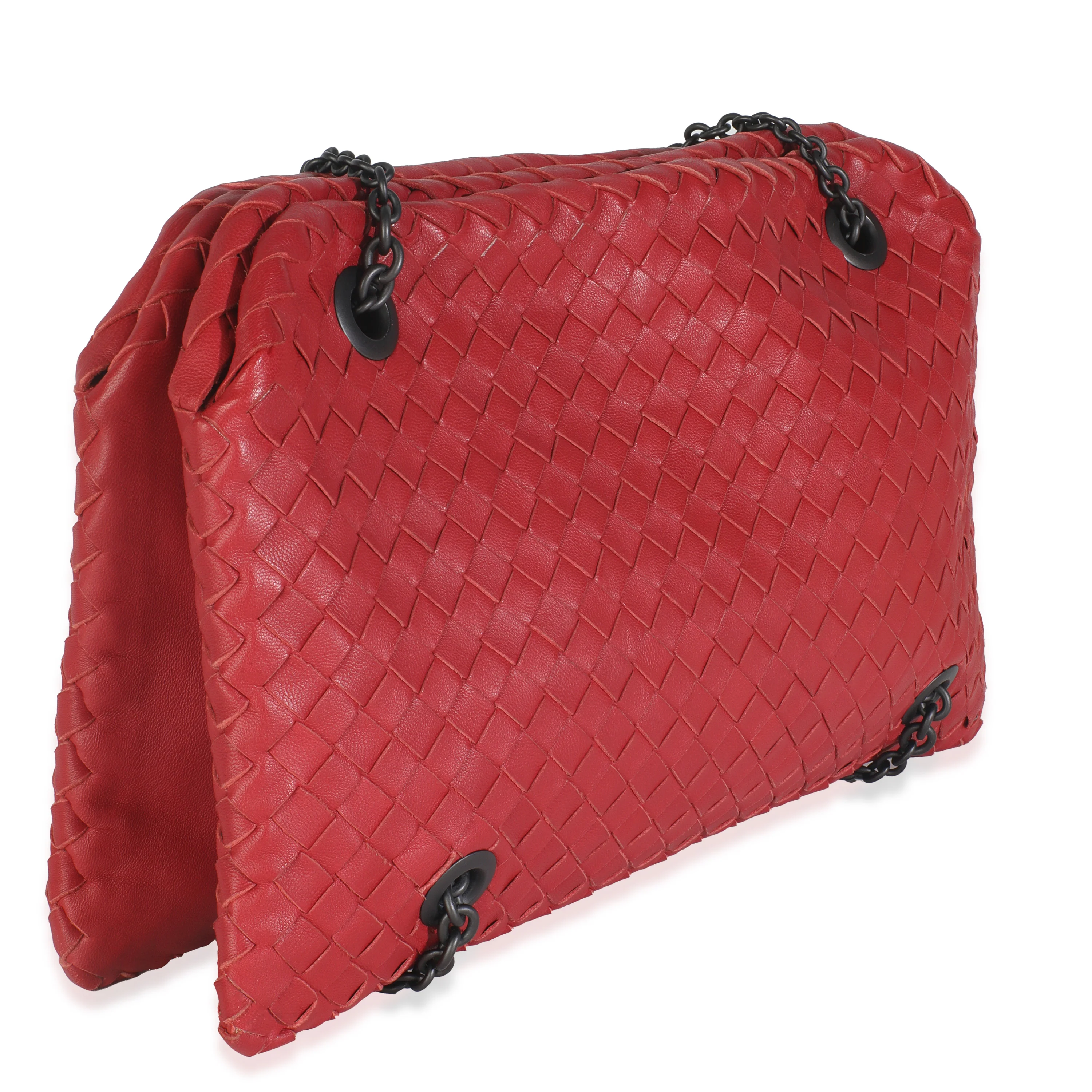Burgundy Nappa Intrecciato Duo Shoulder Bag - Image 3