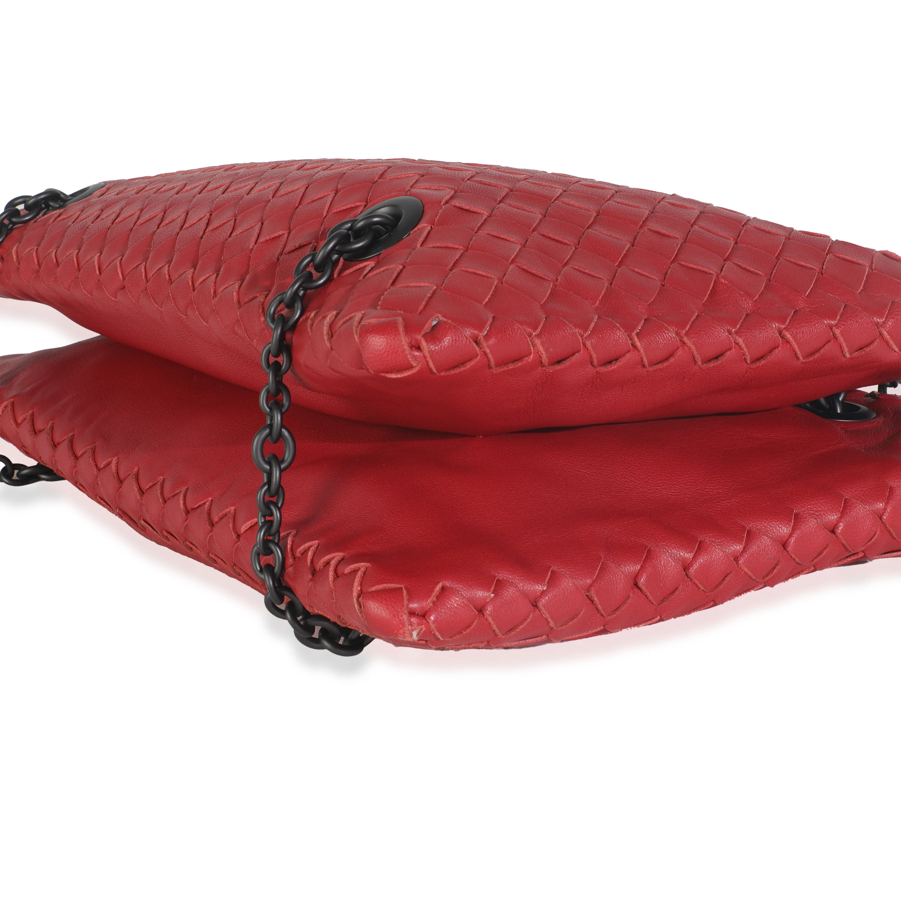 Burgundy Nappa Intrecciato Duo Shoulder Bag - Image 6