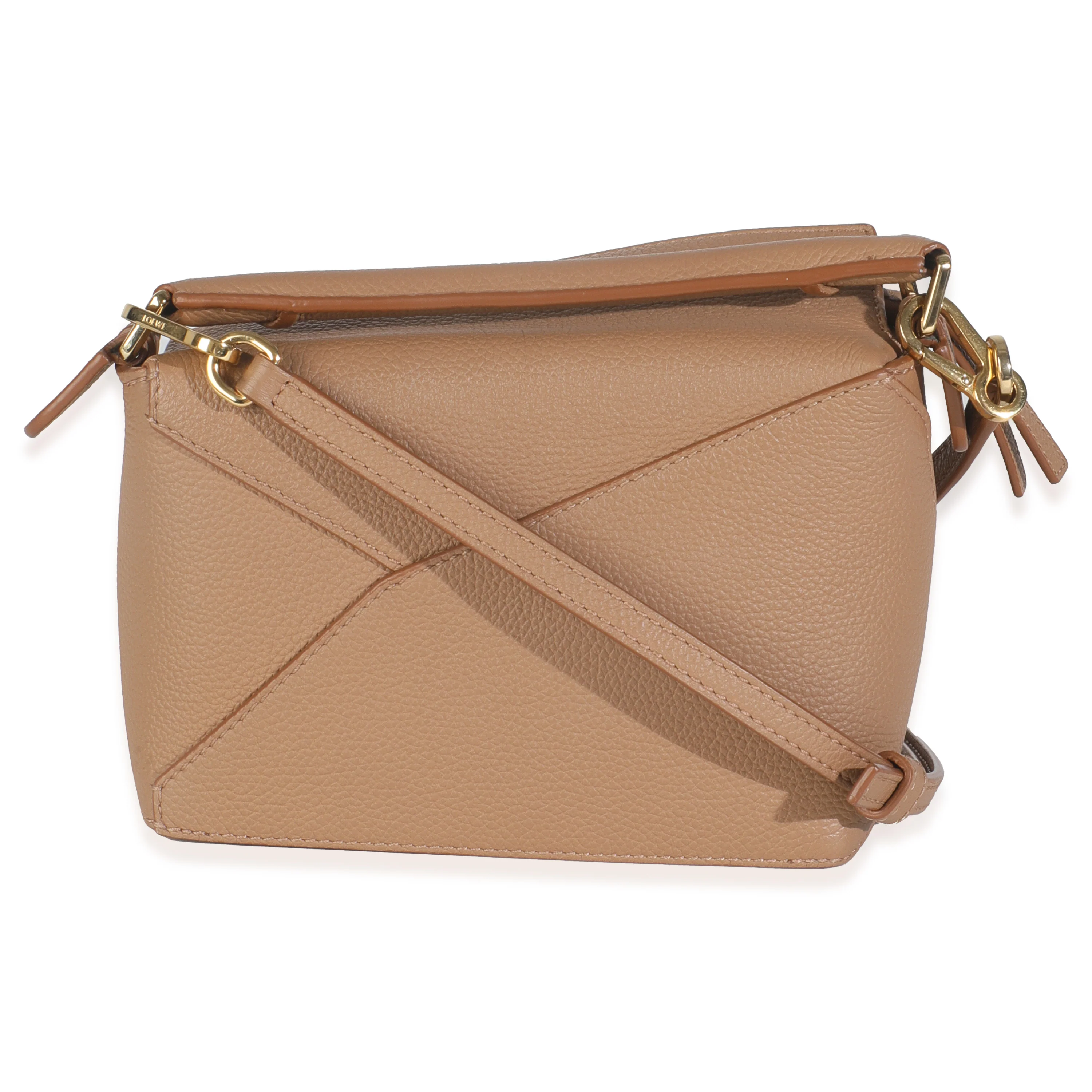 Tan Grained Calfskin Mini Puzzle Edge Bag - Image 9