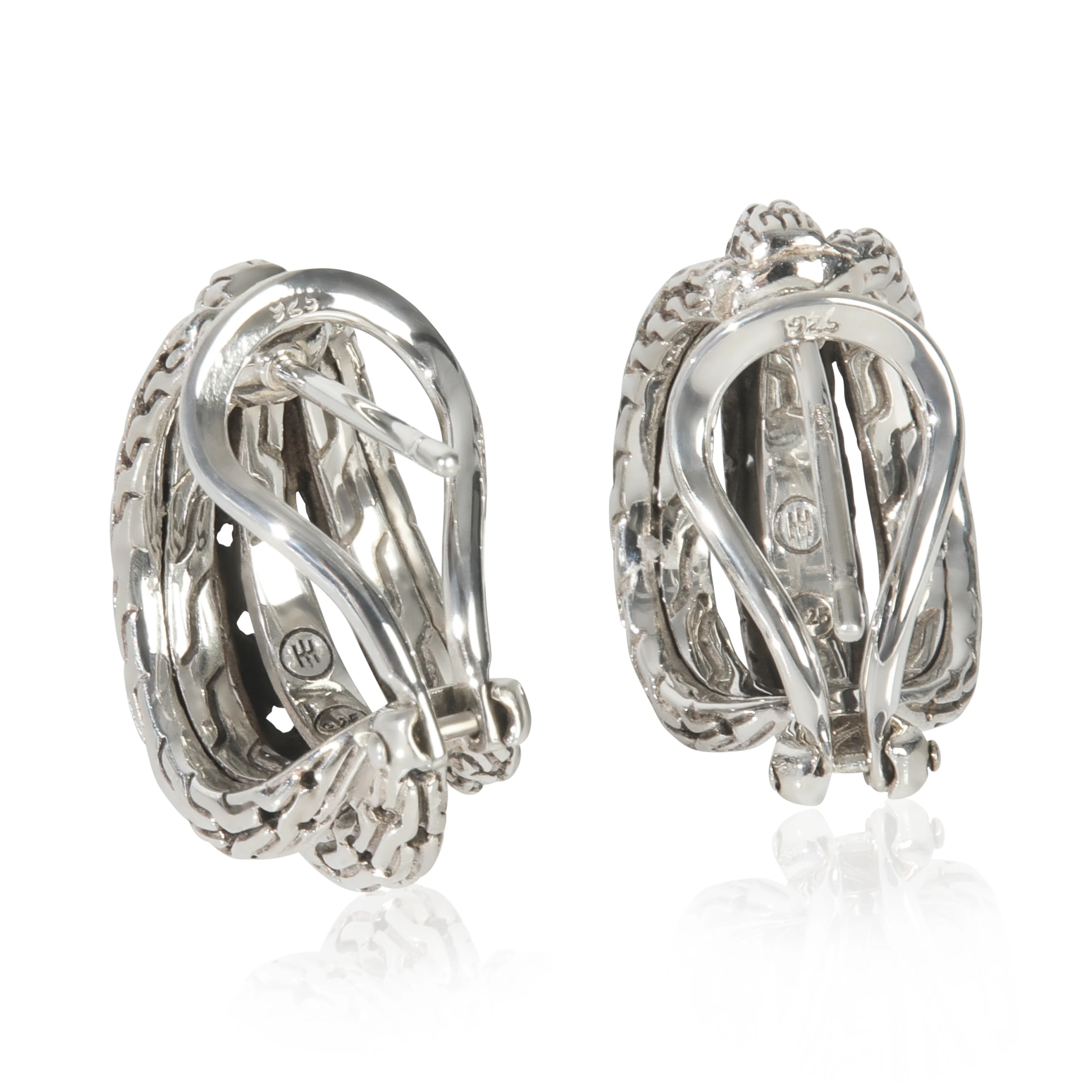 Sterling Silver  Classic Chain Hoop Earrings - Image 3