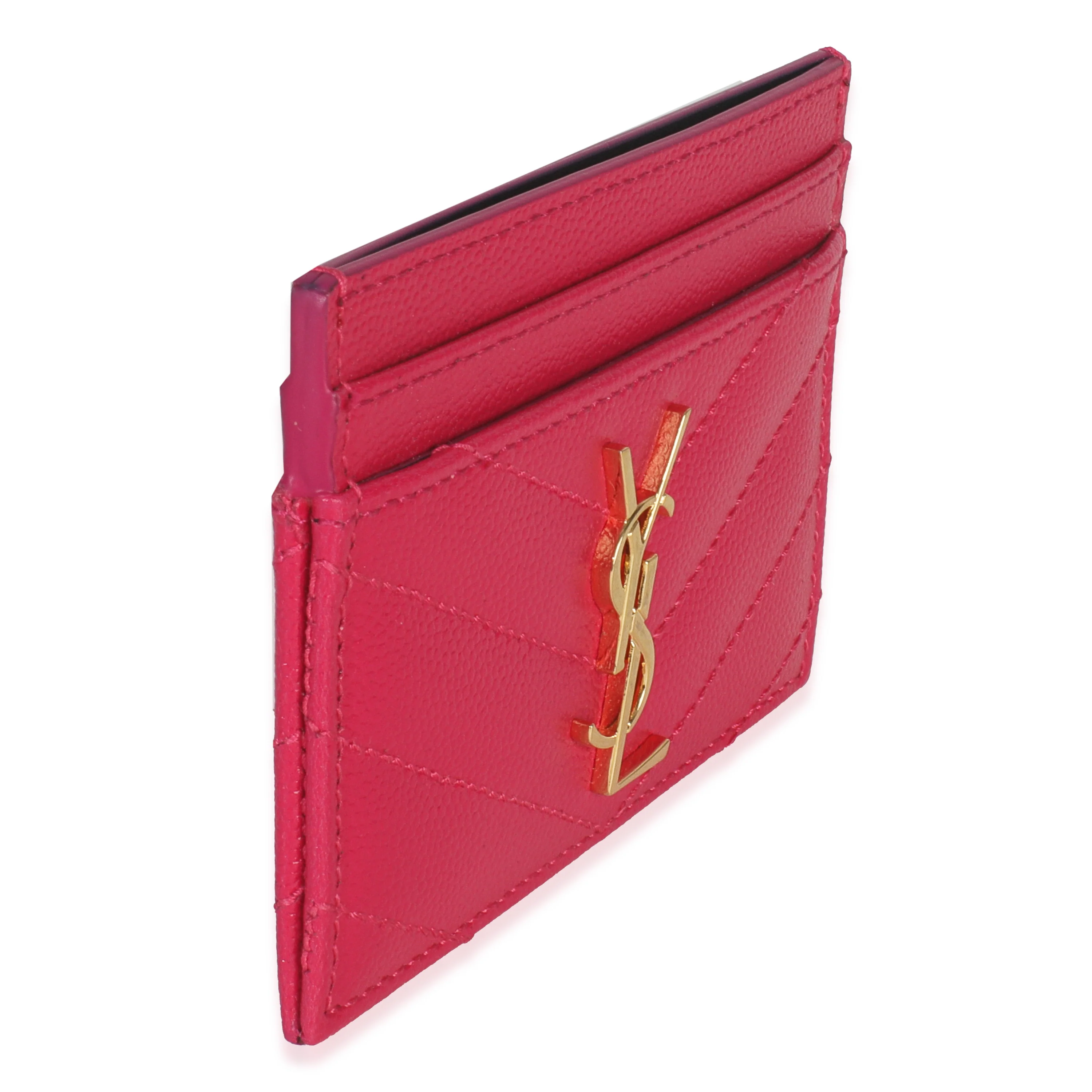 Fresh Fuxia Grain De Poudre Matelasse Cassandre Card Case - Image 3