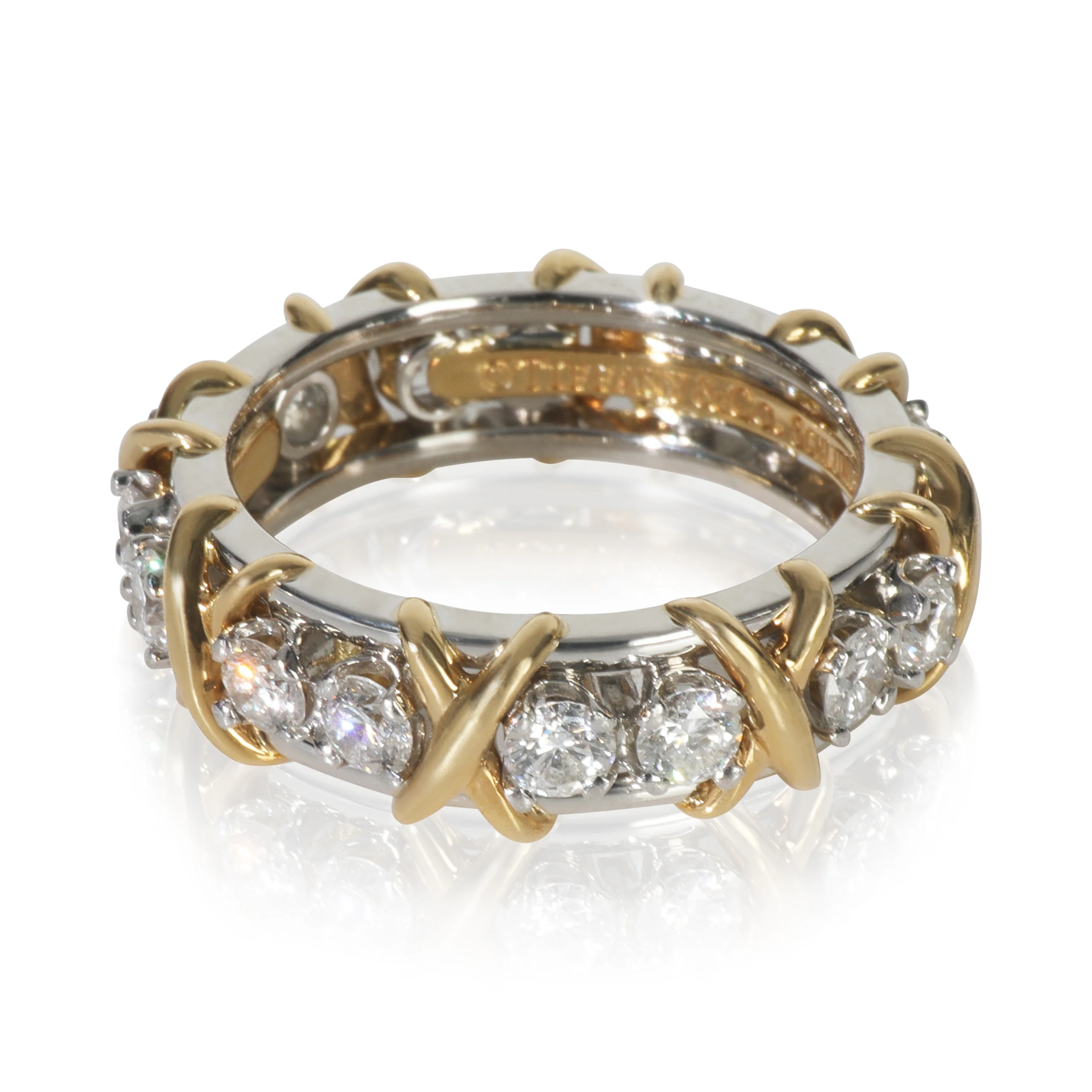 Yellow Gold & Platinum Diamond Schlumberger 16 Stone Ring - Image 2