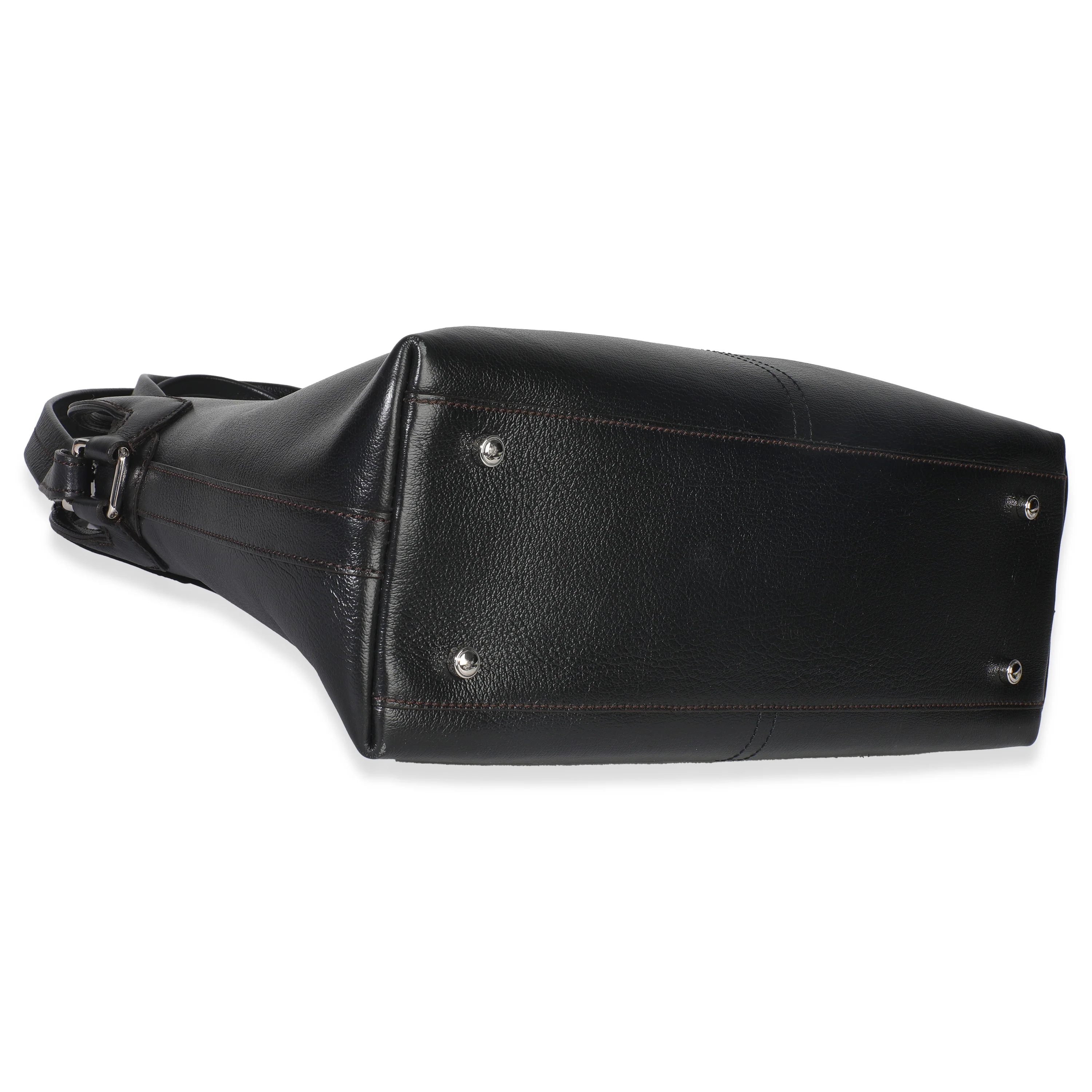 Black Buffalo Leather Marcello De Cartier Shopping Bag - Image 6