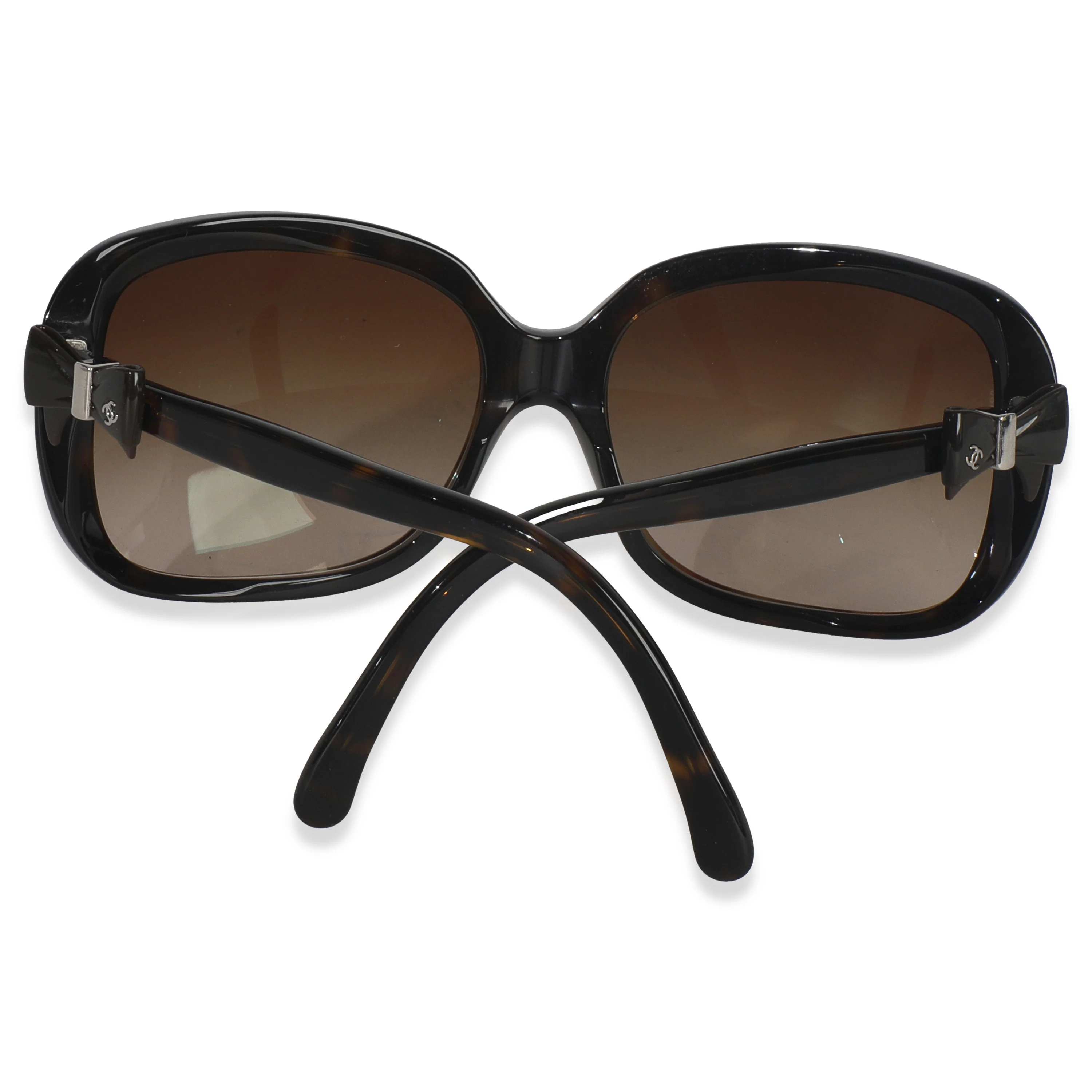 Brown Acetate Rectangle Lens CC Bow Sunglasses - Image 3