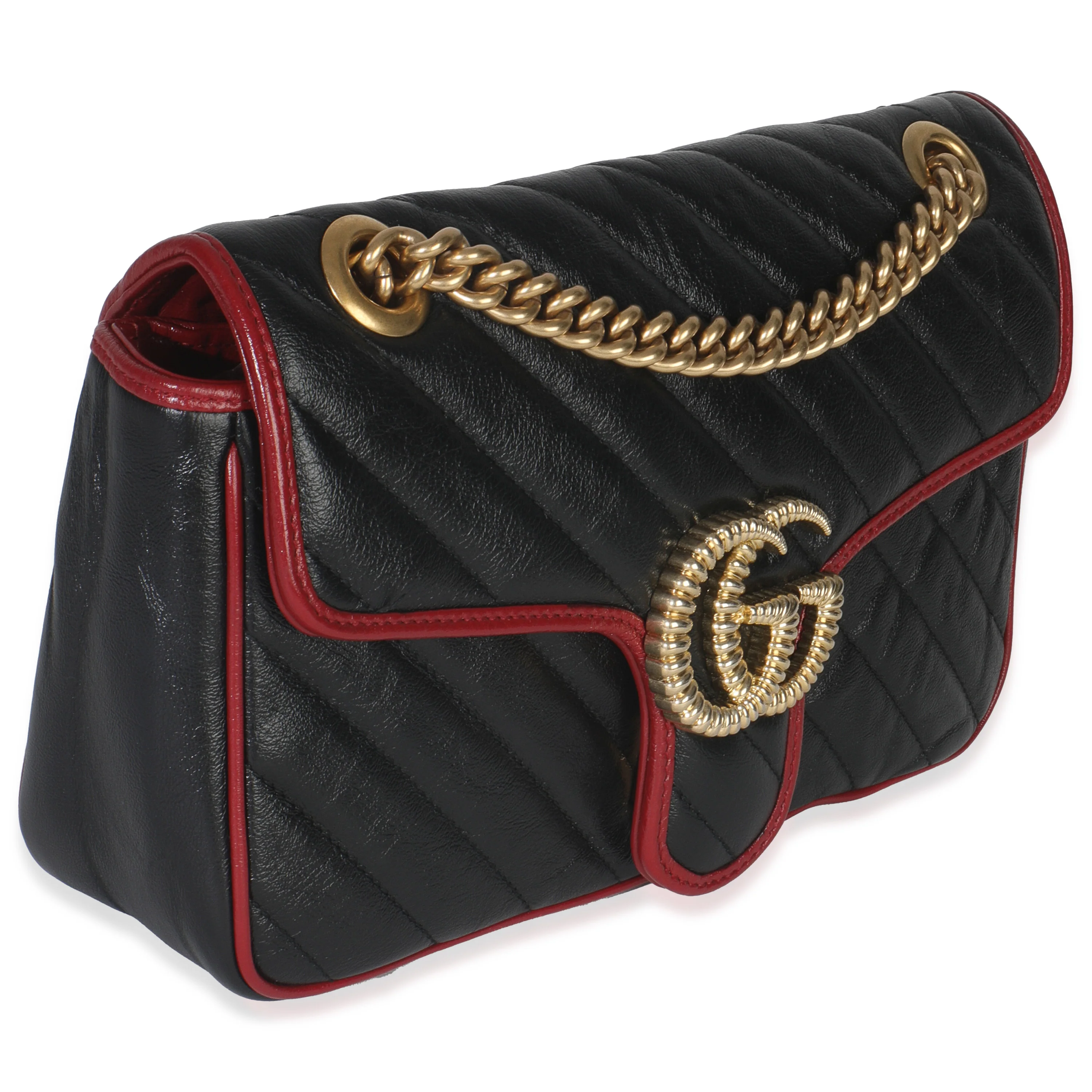 Red Black Calfskin Torchon Small GG Marmont Bag - Image 3