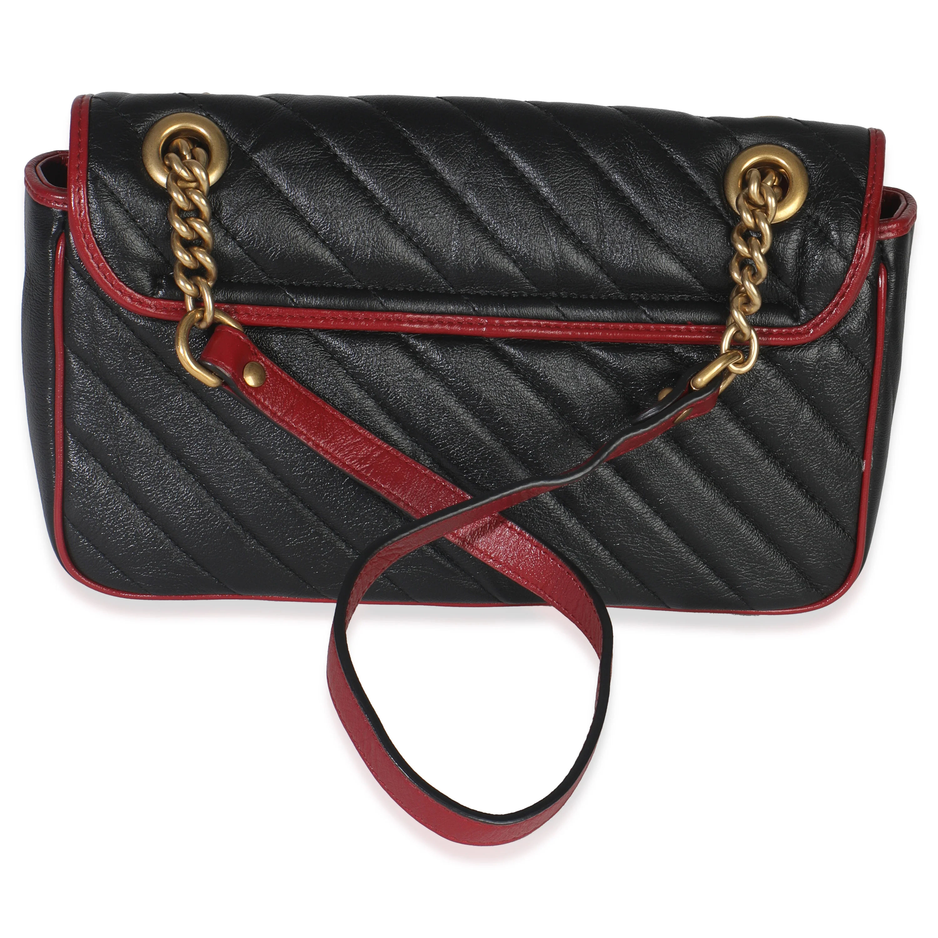 Red Black Calfskin Torchon Small GG Marmont Bag - Image 4