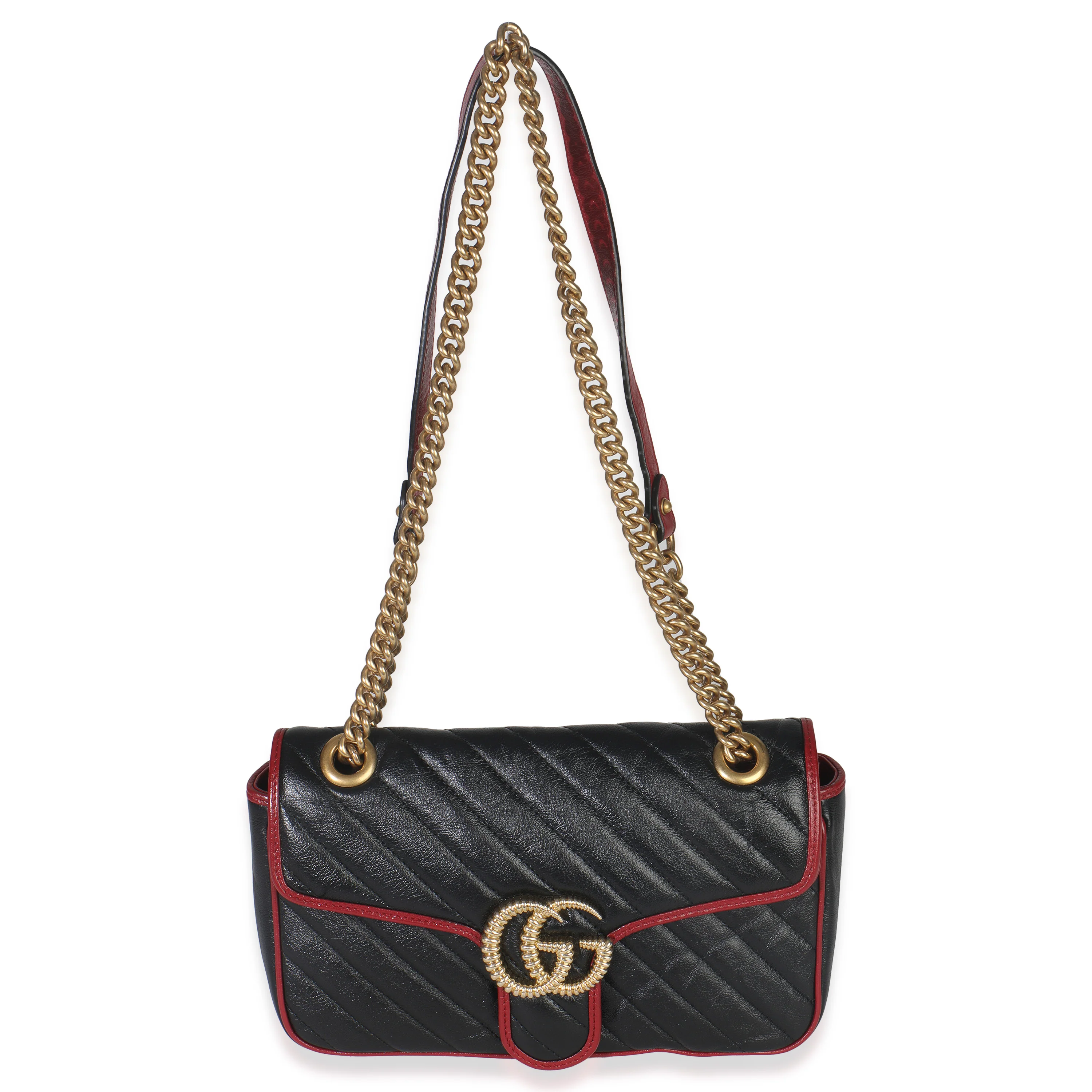 Red Black Calfskin Torchon Small GG Marmont Bag - Image 8