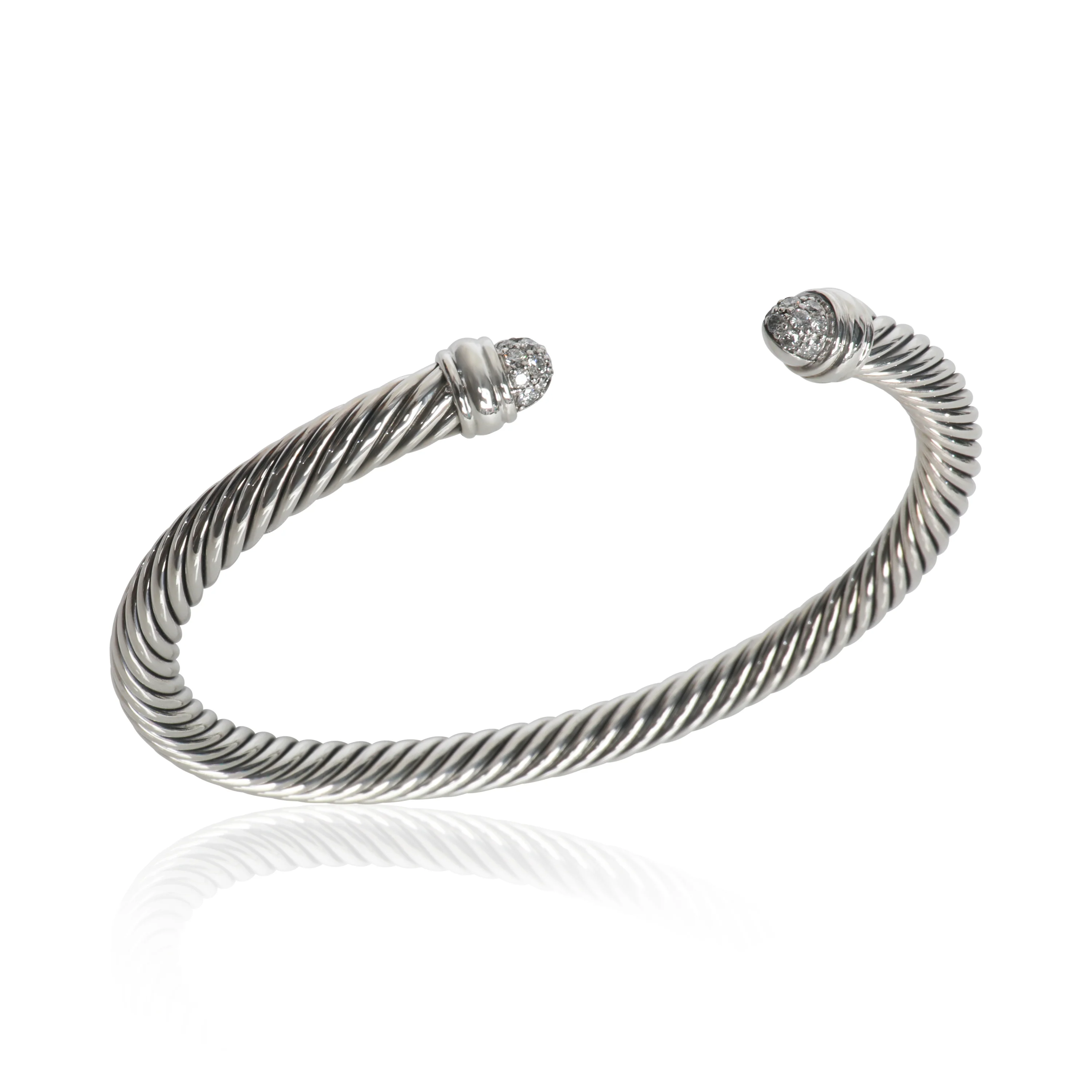 Sterling Silver Diamond Cable Classic Bracelet - Image 4