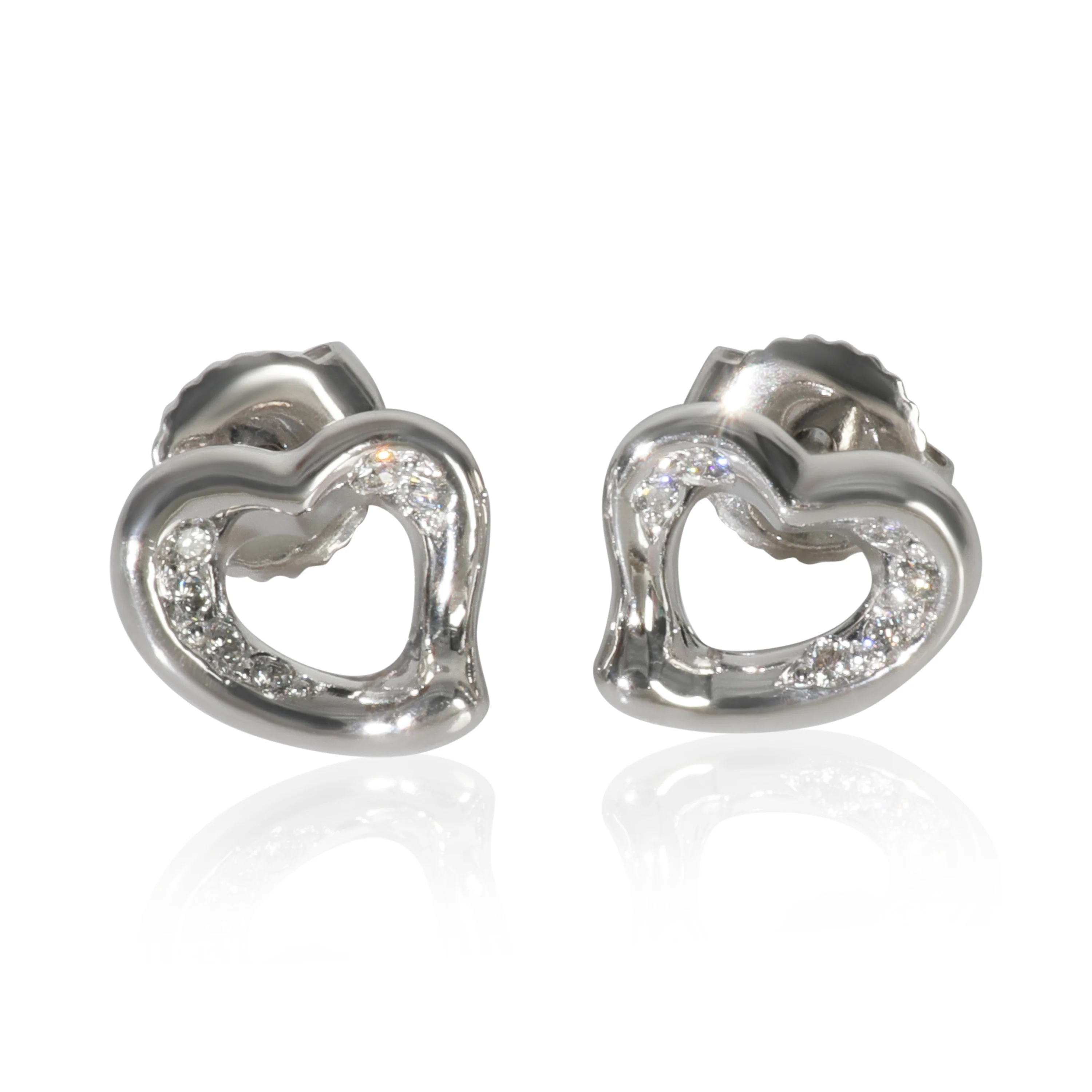 Platinum Diamond Elsa Peretti Open Heart Earrings