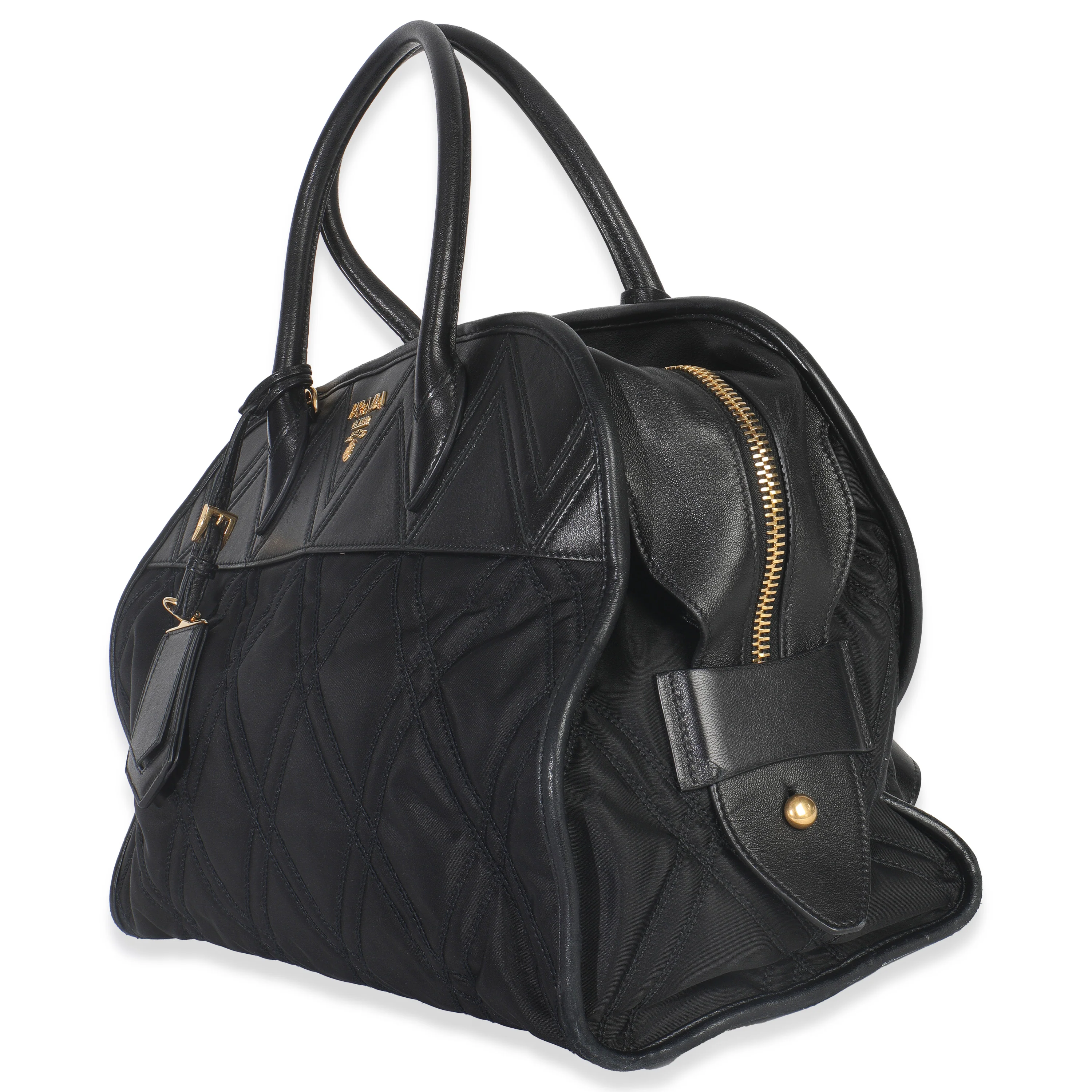 Black Tessuto Quilted Nylon Impunturato Bauletto - Image 2
