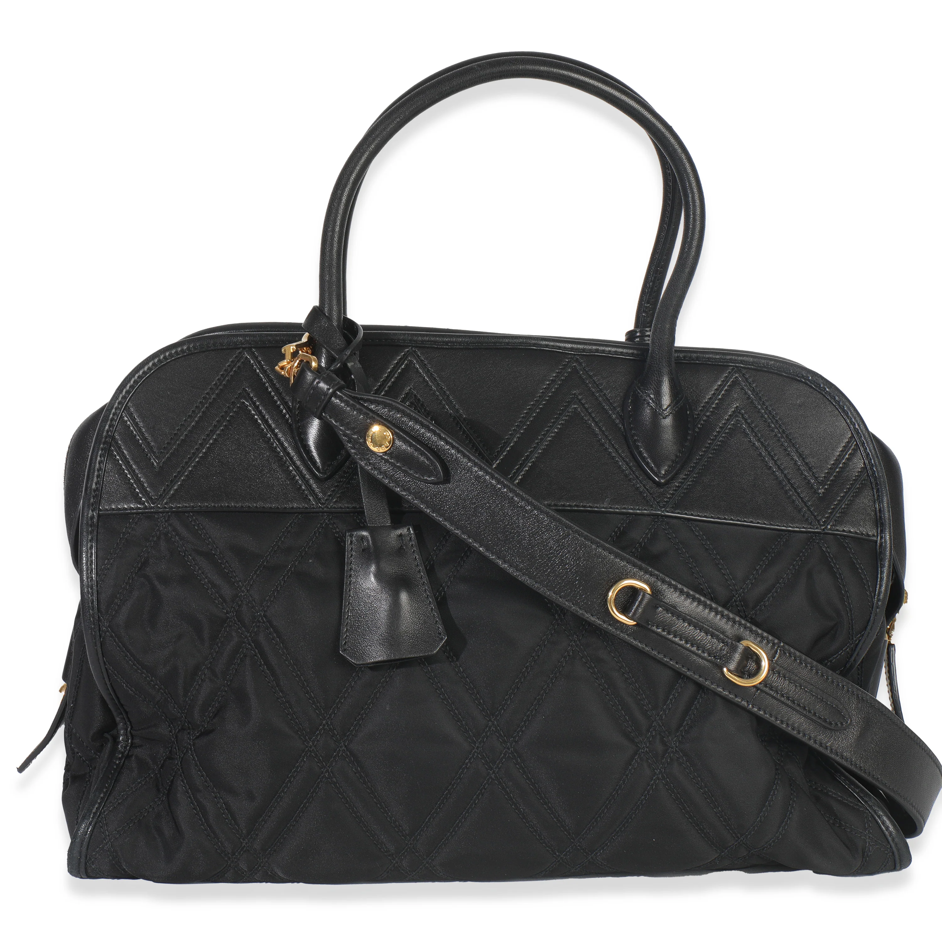 Black Tessuto Quilted Nylon Impunturato Bauletto - Image 4
