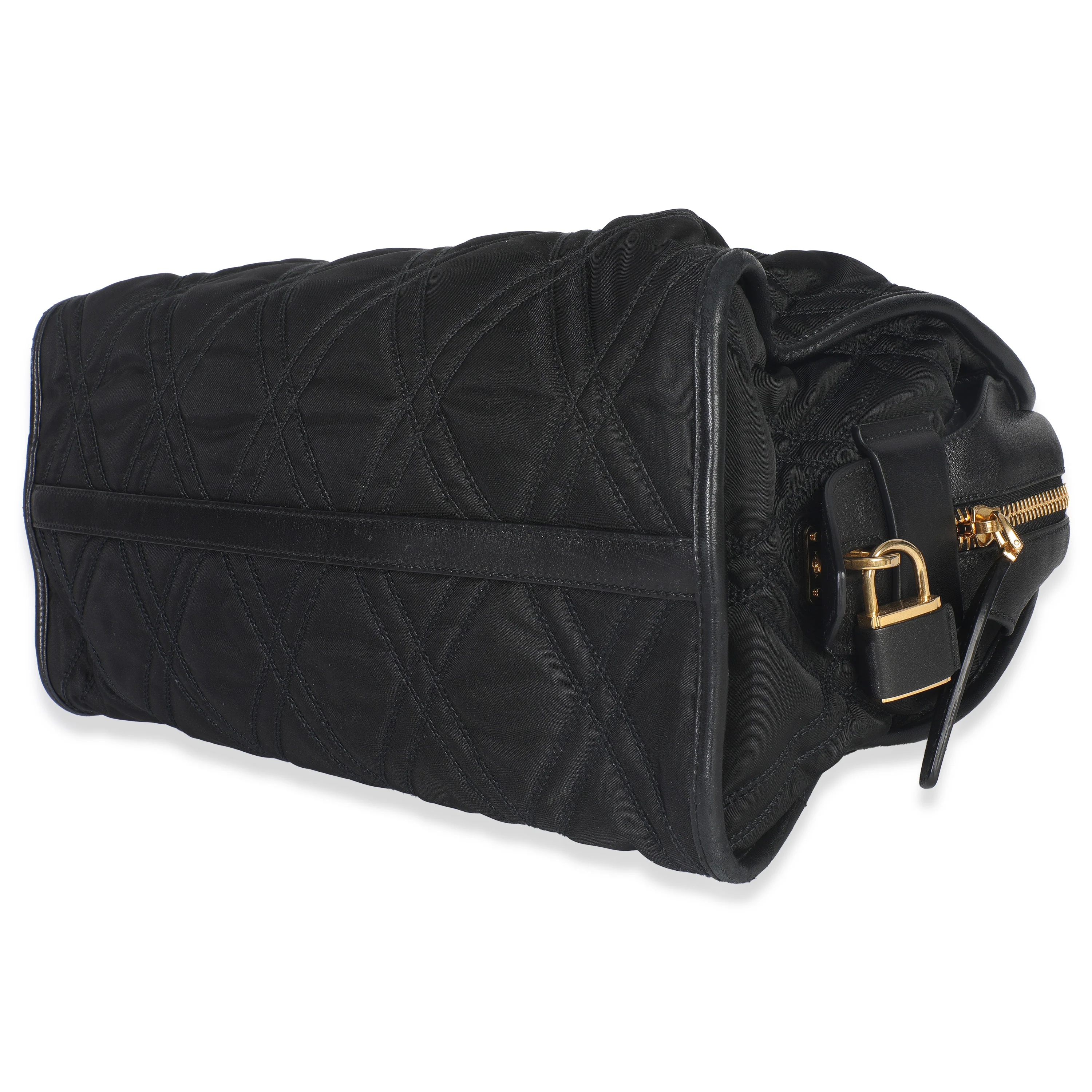 Black Tessuto Quilted Nylon Impunturato Bauletto - Image 7