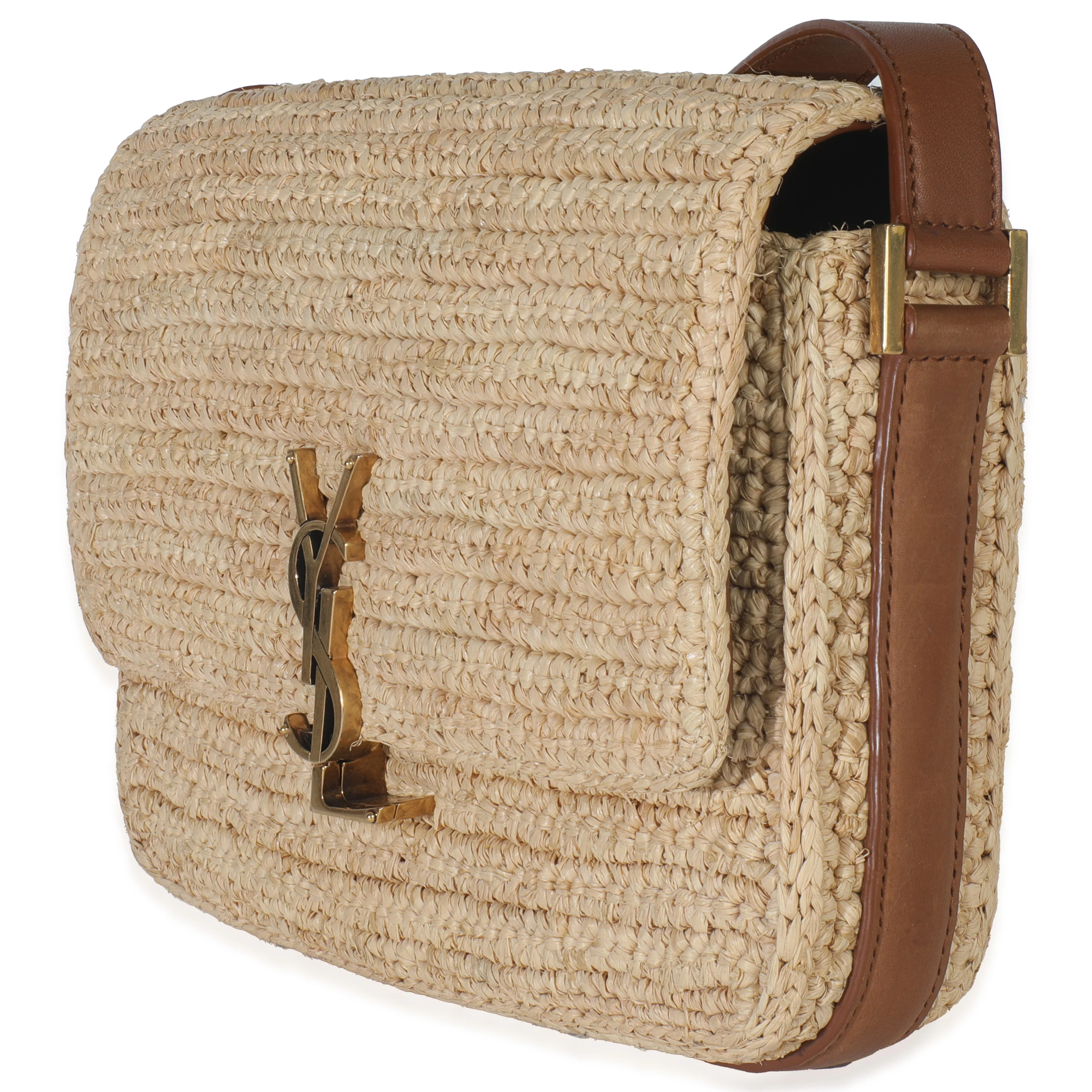 Beige Raffia Tan Calfskin Medium Monogram Solferino Satchel - Image 2