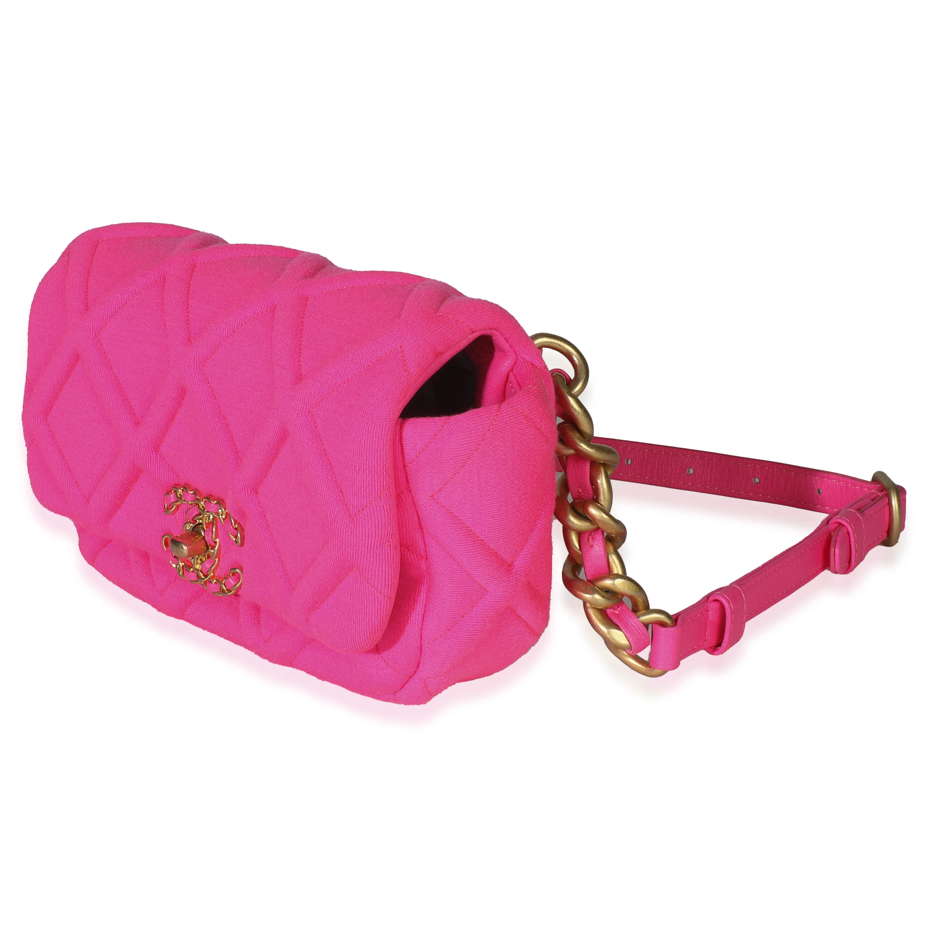 Fuchsia Quilted Jersey Chanel 19 Waist Bag - Image 2