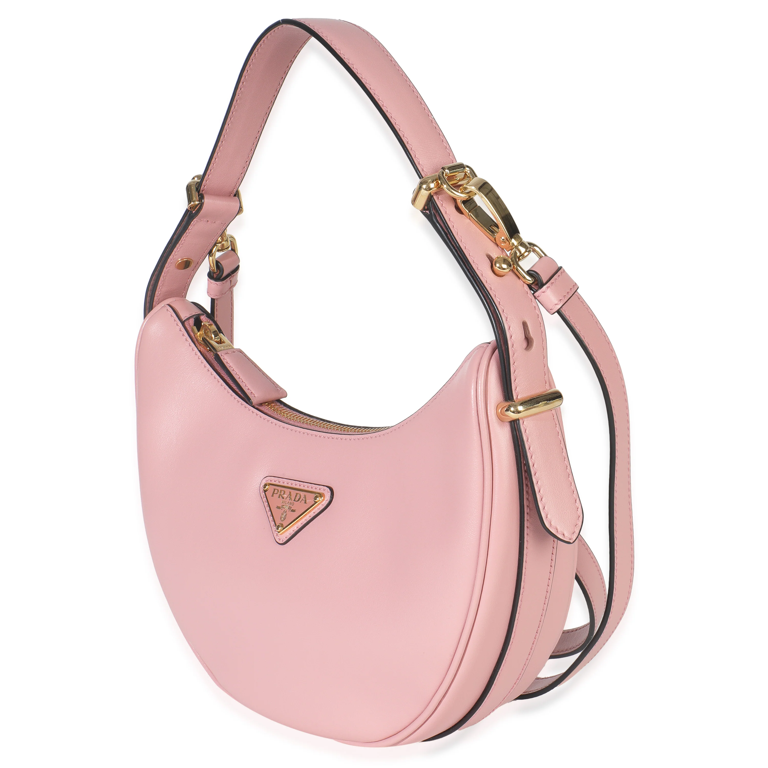 Pink Smooth Calfskin Arque Half Moon Hobo - Image 2