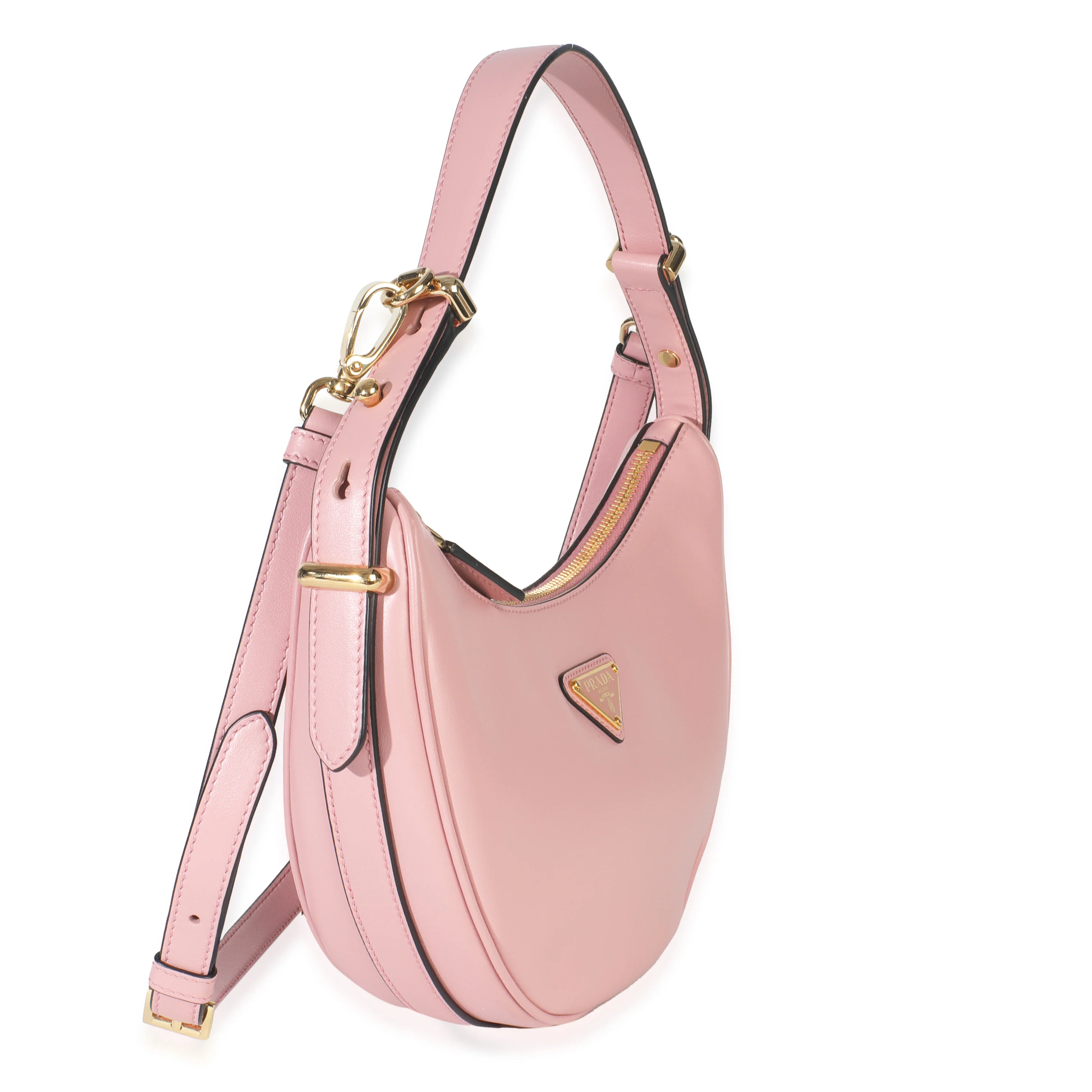 Pink Smooth Calfskin Arque Half Moon Hobo - Image 3