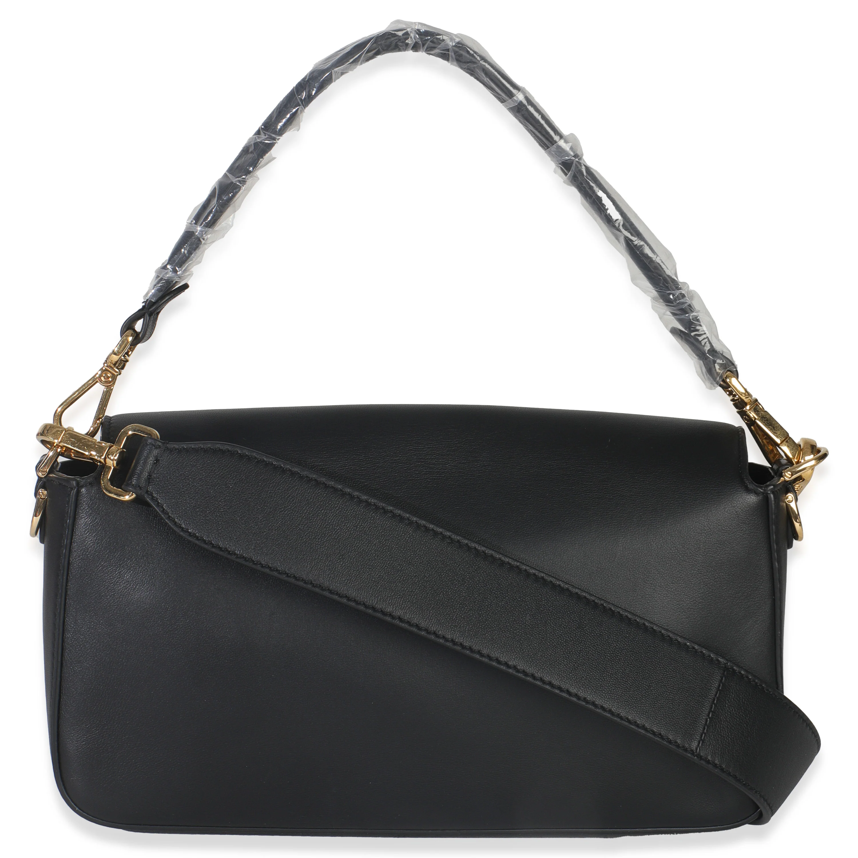 Black Nappa Convertible Multipocket Baguette Bag - Image 4