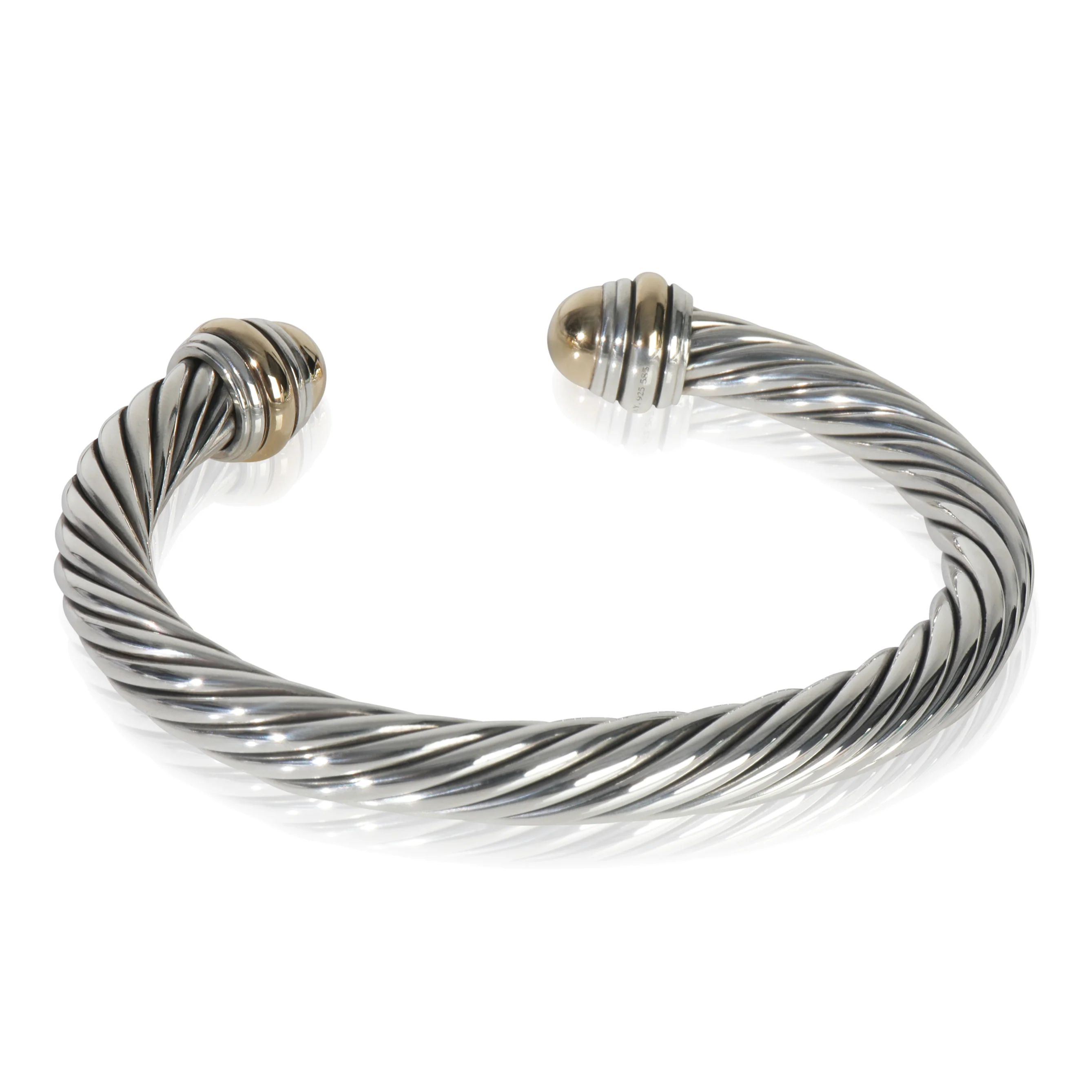 Yellow Gold & Sterling Silver Cable Classic Bracelet - Image 3