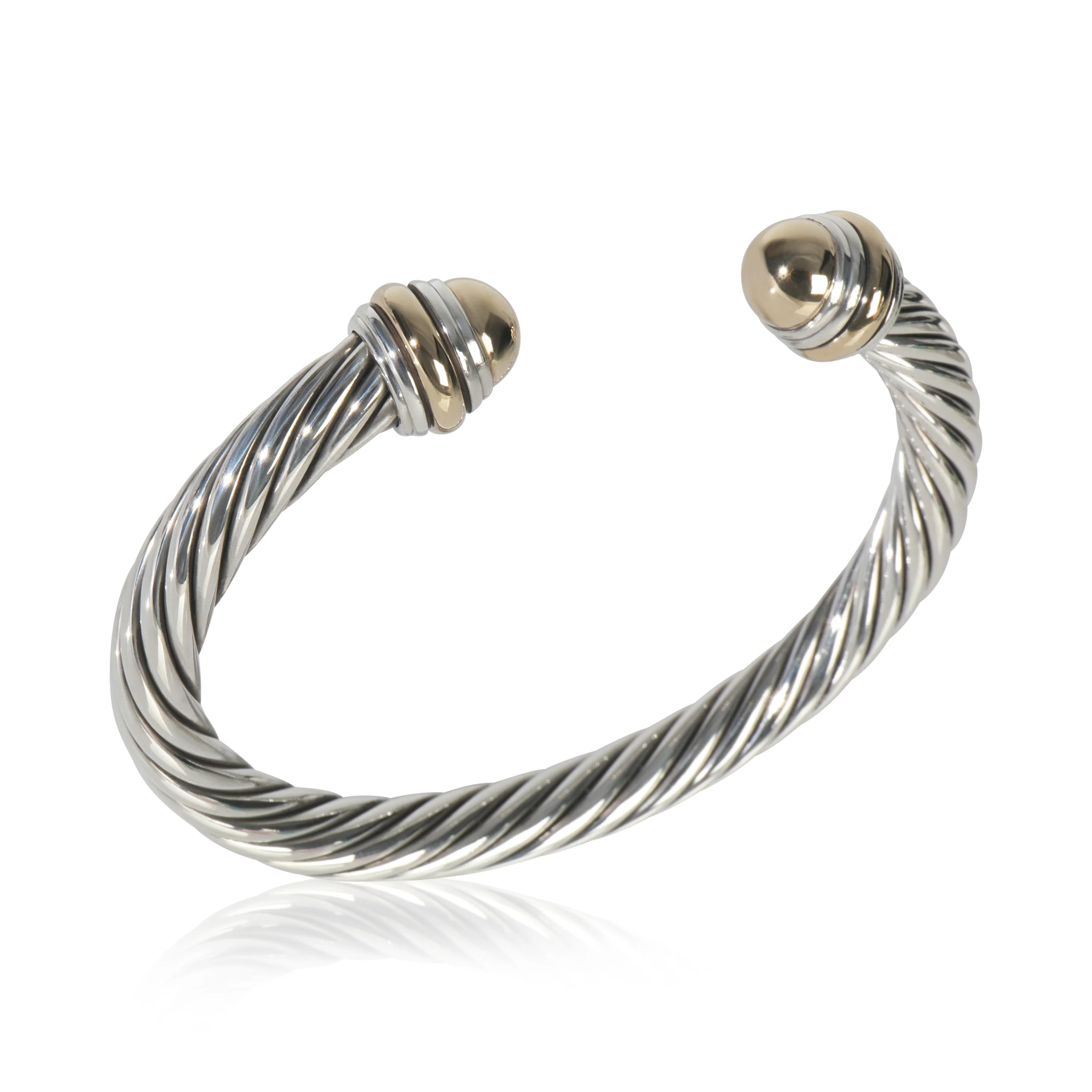 Yellow Gold & Sterling Silver Cable Classic Bracelet - Image 4
