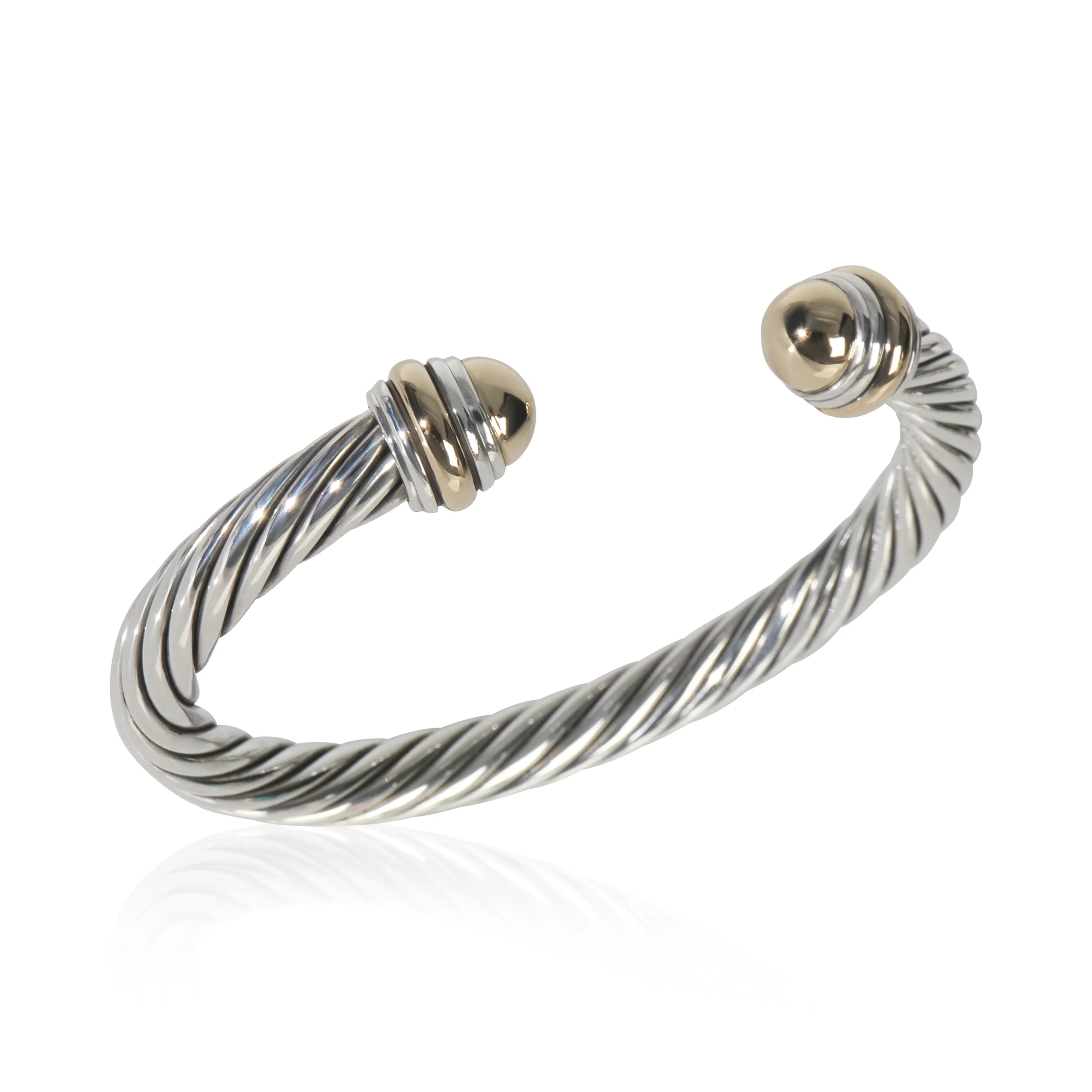 Yellow Gold & Sterling Silver Cable Classic Bracelet - Image 5
